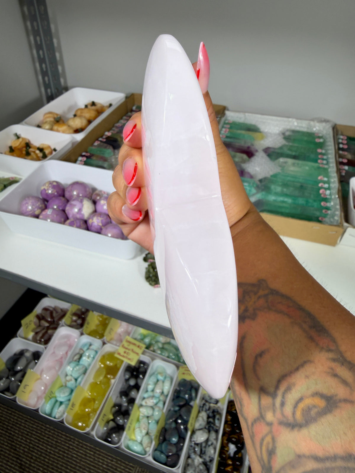Gorgeous Large Mango Calcite Heart | UV reactive | Pakistan | Opt 60