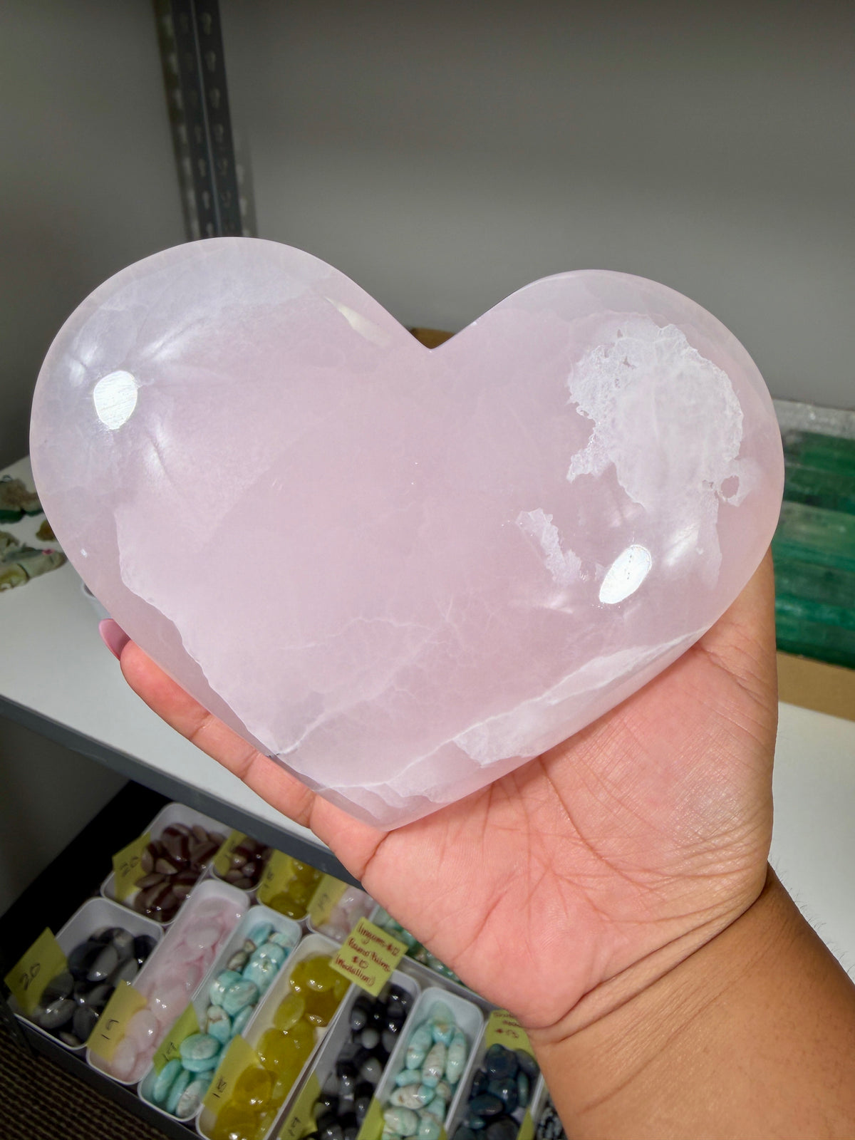 Gorgeous Large Mango Calcite Heart | UV reactive | Pakistan | Opt 60