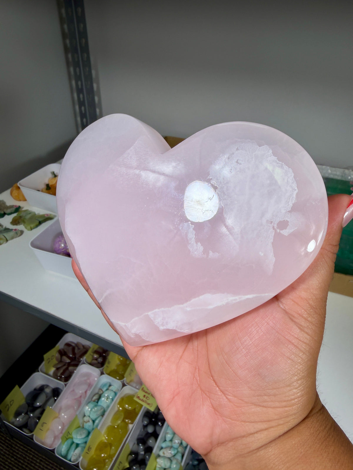 Gorgeous Large Mango Calcite Heart | UV reactive | Pakistan | Opt 60