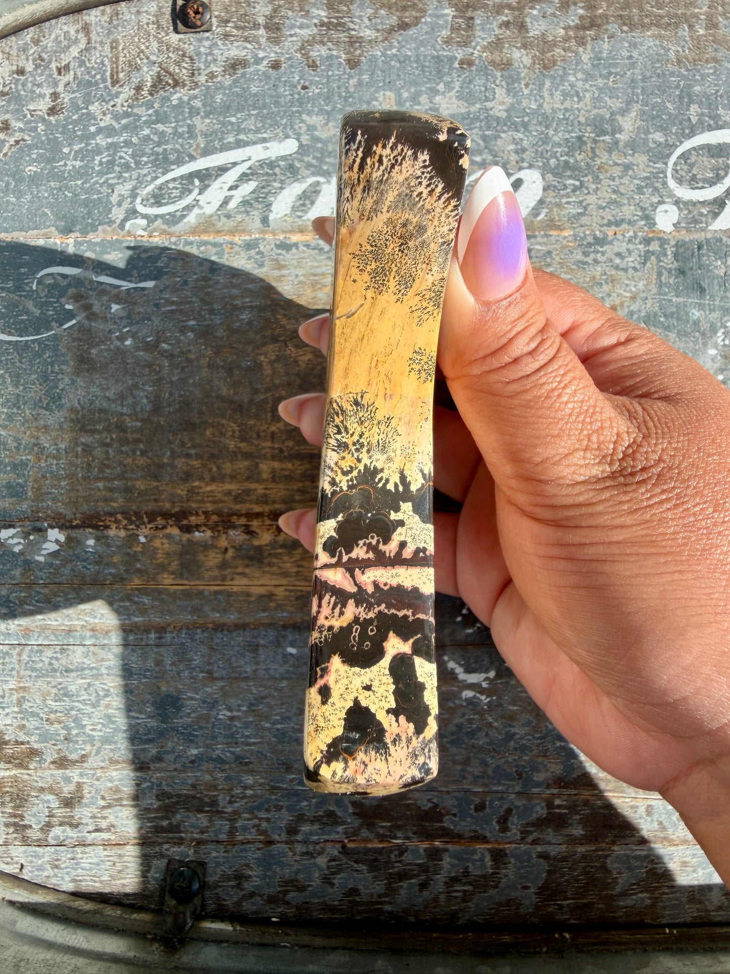 Gorgeous Picture Jasper Moon on Black Stand | Opt F