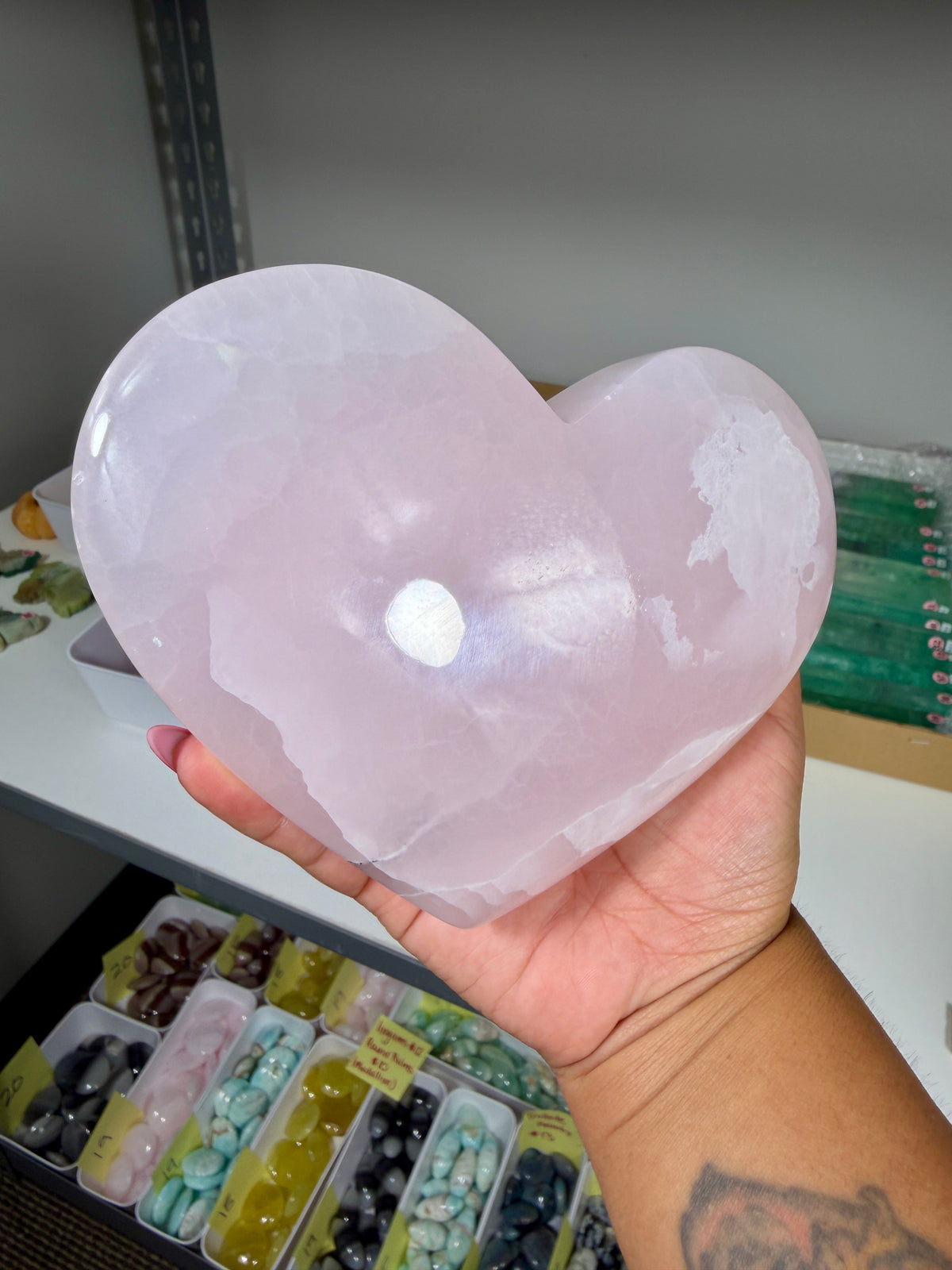 Gorgeous Large Mango Calcite Heart | UV reactive | Pakistan | Opt 60