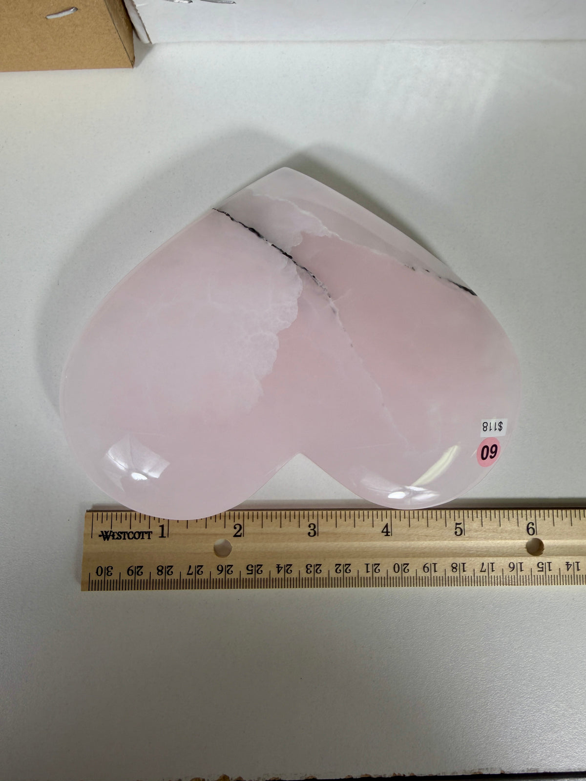 Gorgeous Large Mango Calcite Heart | UV reactive | Pakistan | Opt 60