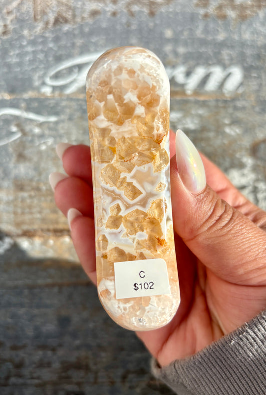 Gorgeous High Grade Agate Moon With Druzy from Brazil | Opt C