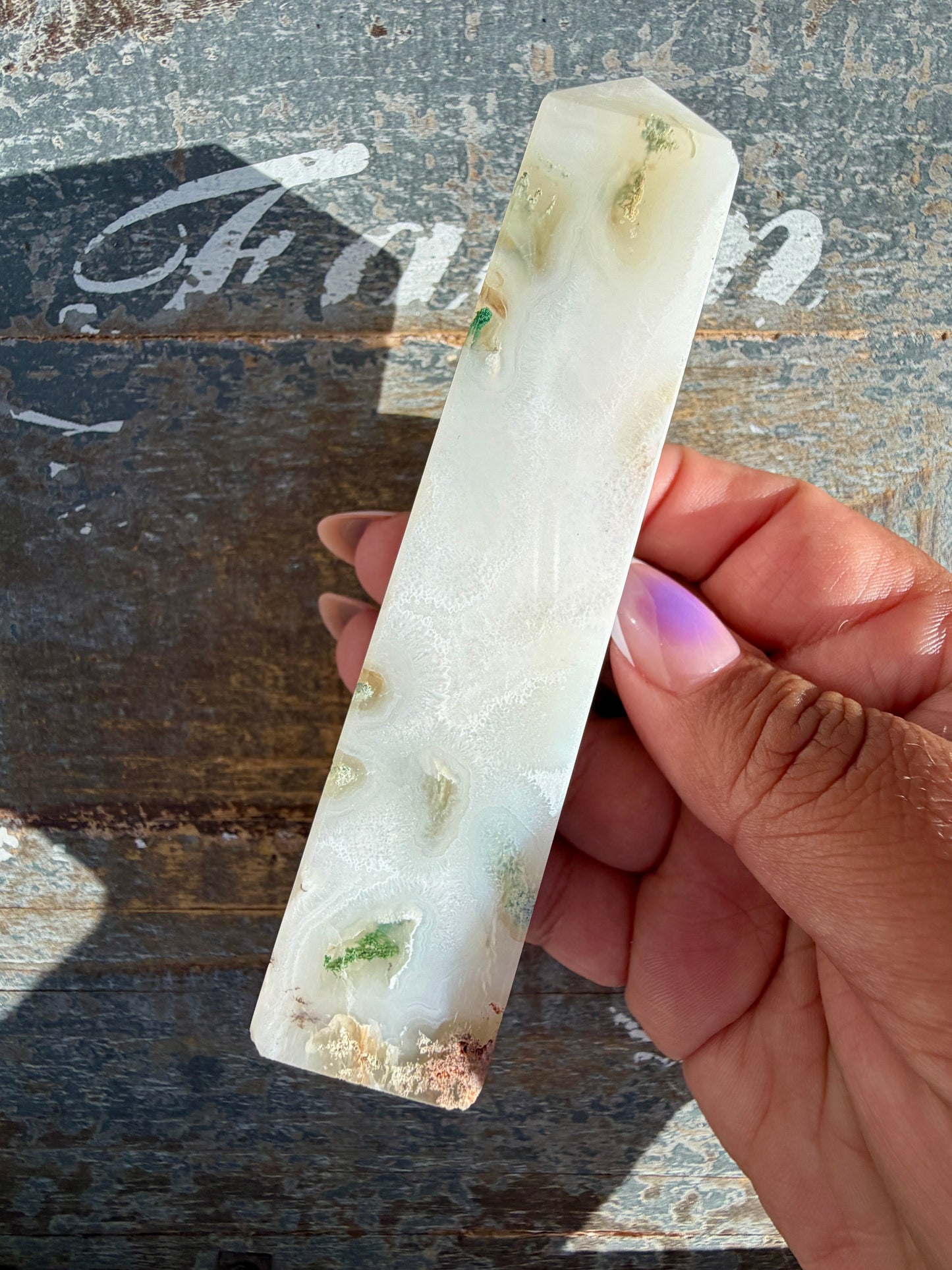 Gorgeous Druzy Moss Agate Tower | Opt 52