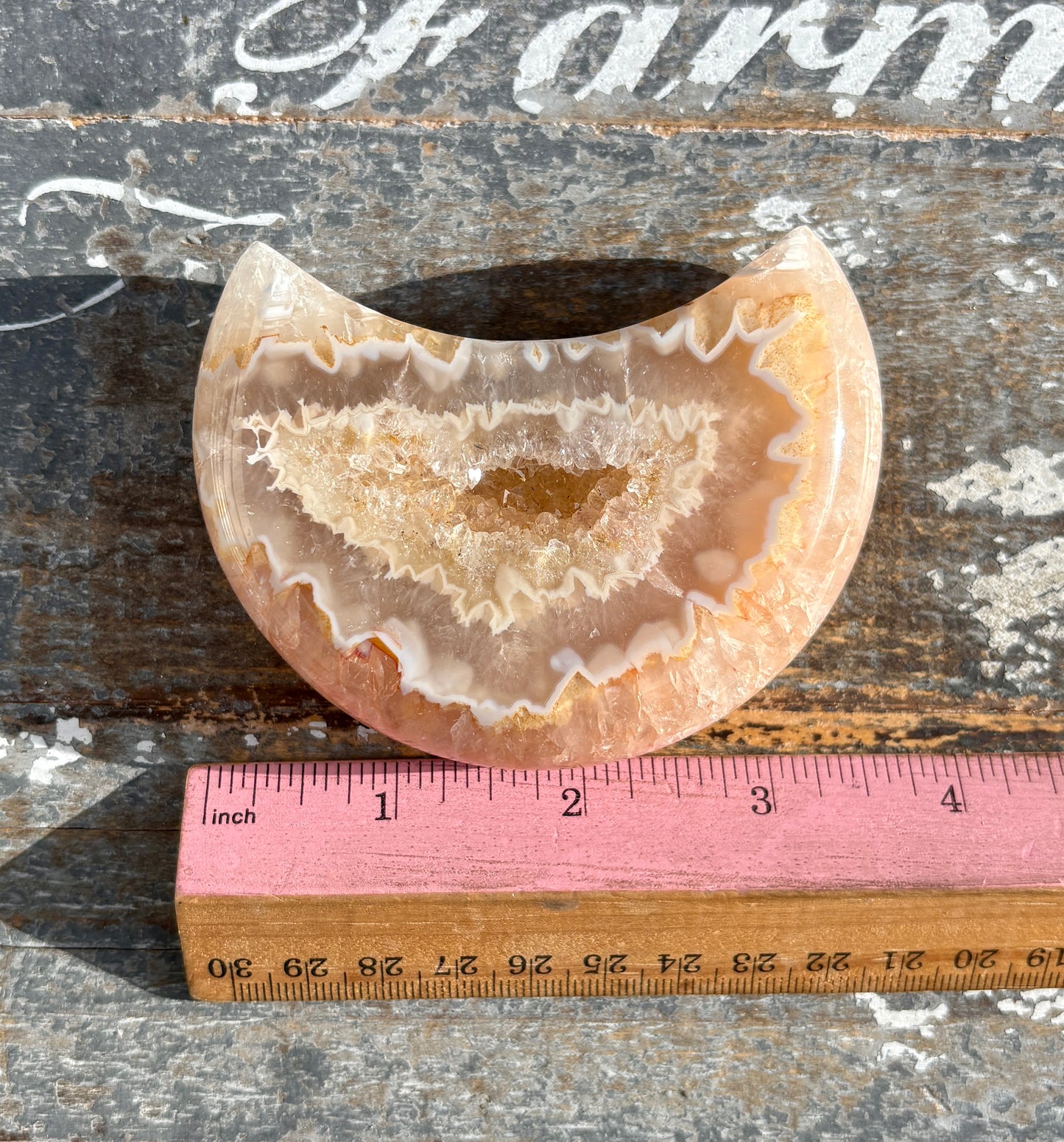 Gorgeous High Grade Agate Moon With Druzy from Brazil | Opt C