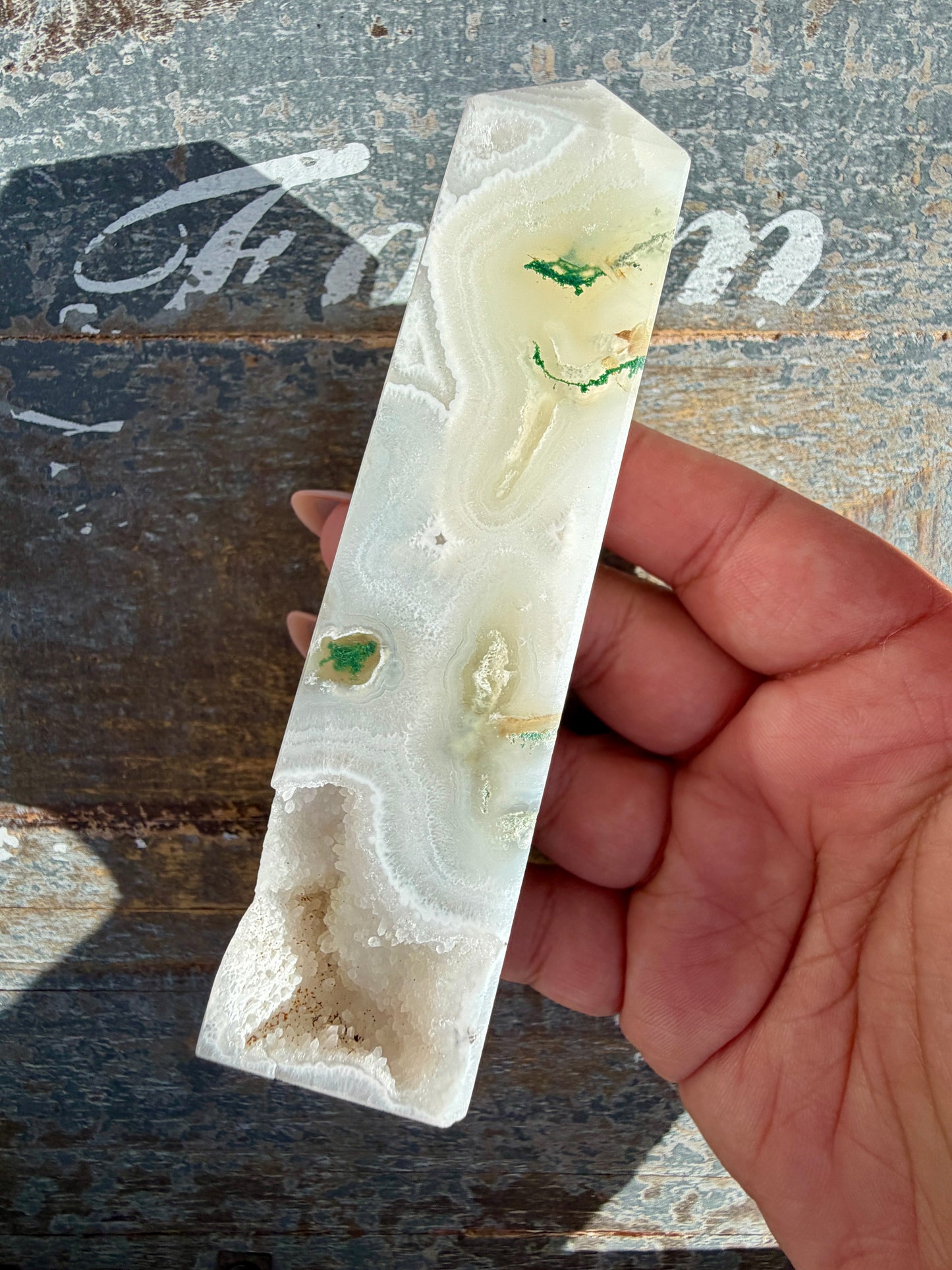 Gorgeous Druzy Moss Agate Tower | Opt 52