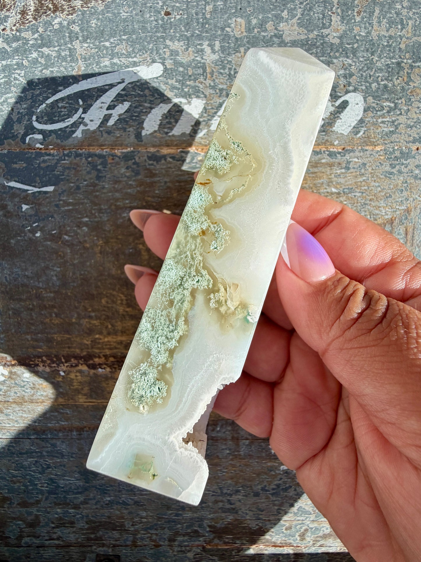 Gorgeous Druzy Moss Agate Tower | Opt 52