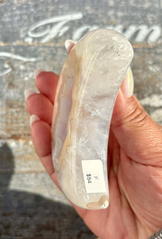 Gorgeous High Grade Agate Moon With Druzy from Brazil | Opt F