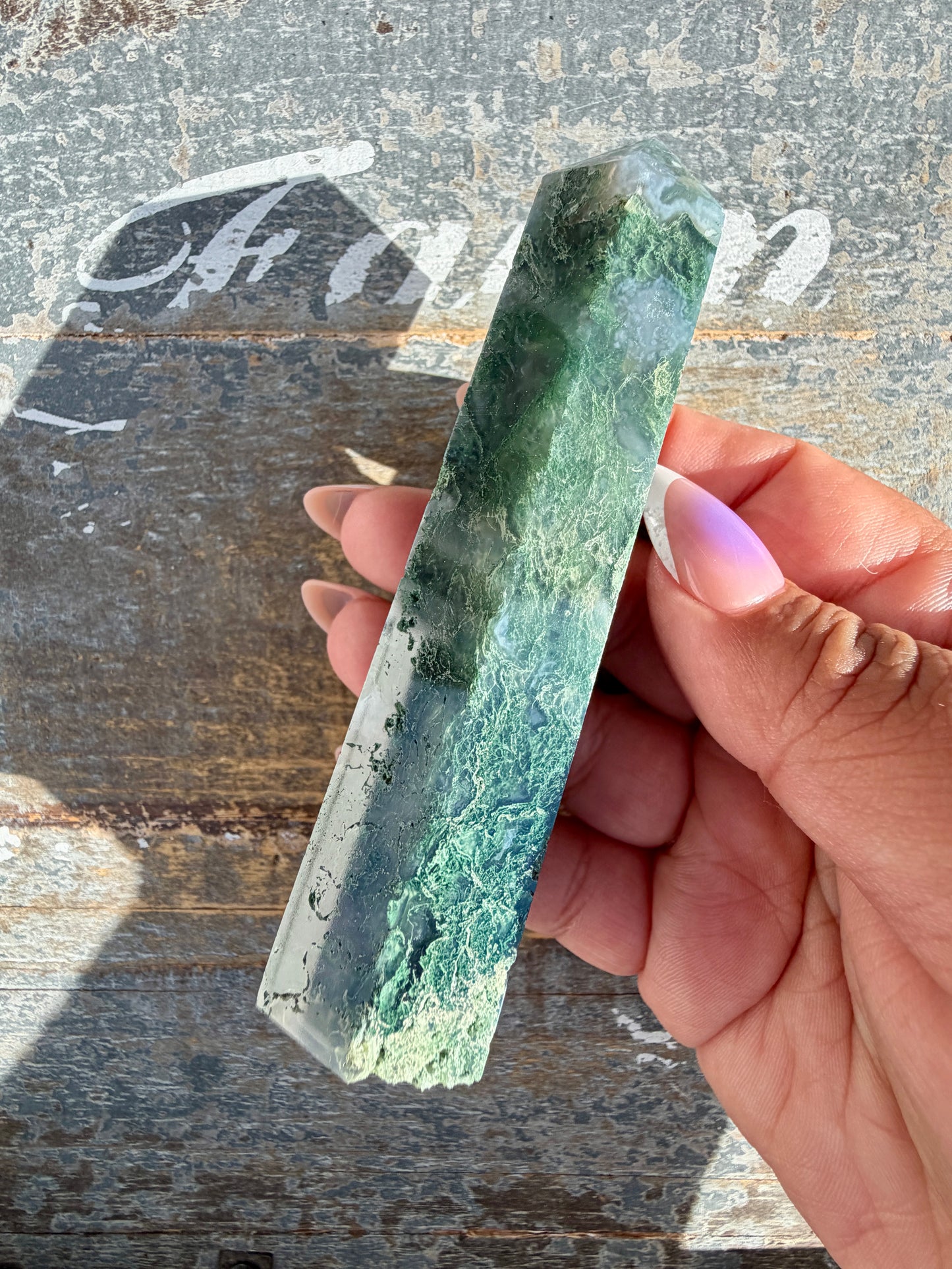 Gorgeous Druzy Moss Agate Tower | Opt 50