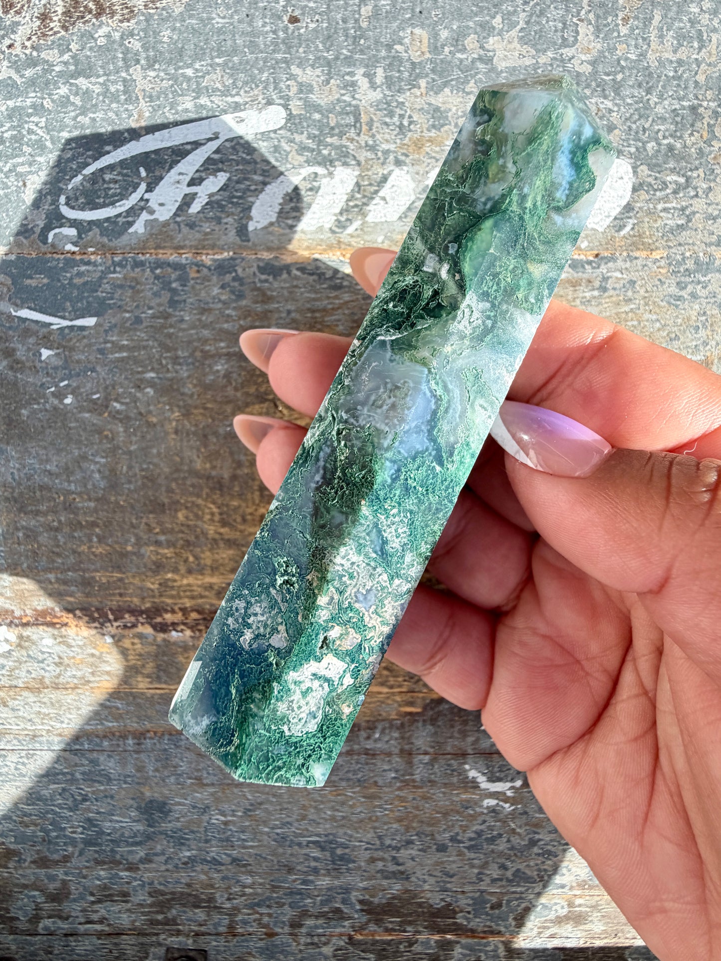 Gorgeous Druzy Moss Agate Tower | Opt 50