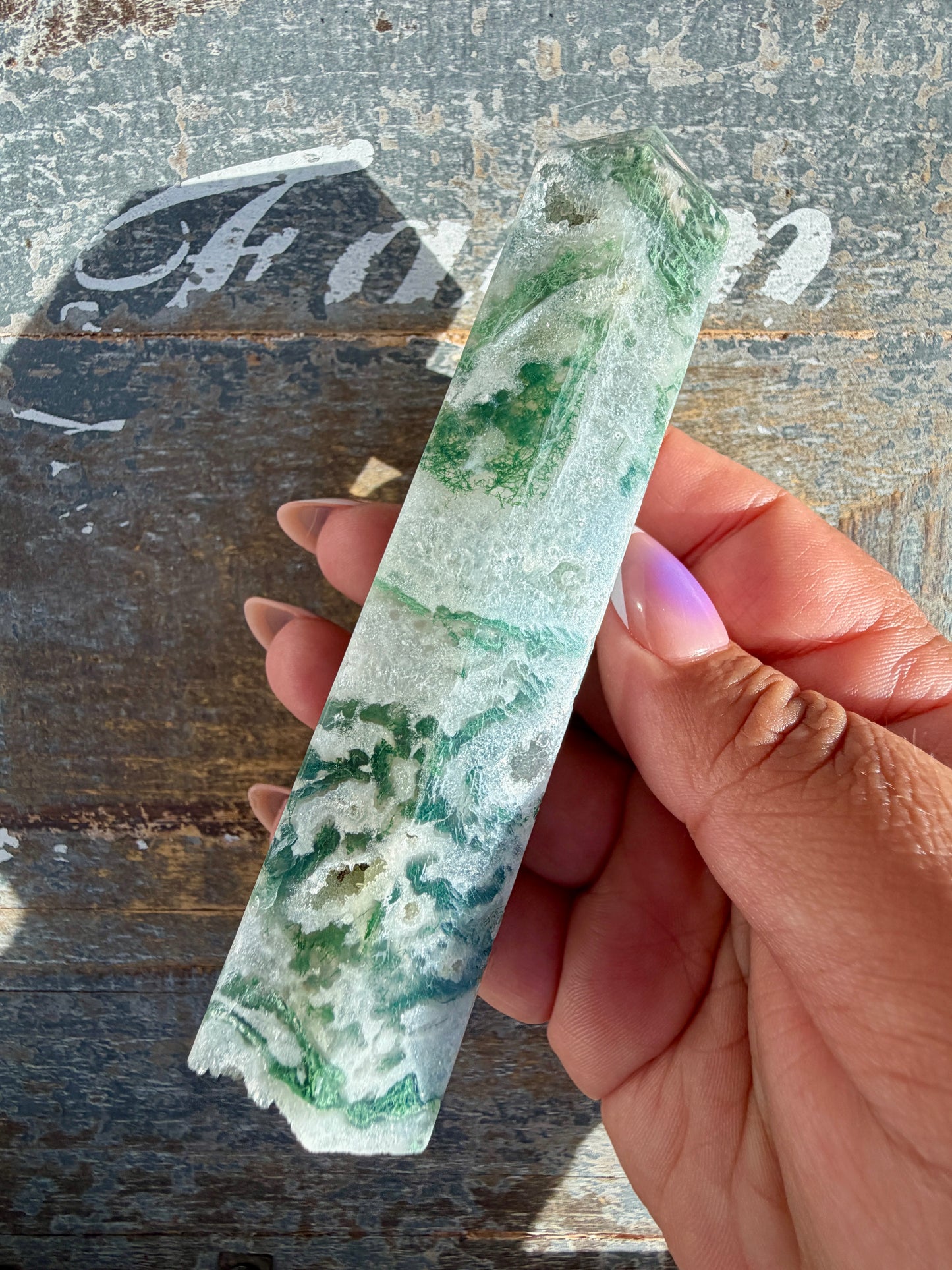 Gorgeous Druzy Moss Agate Tower | Opt 51