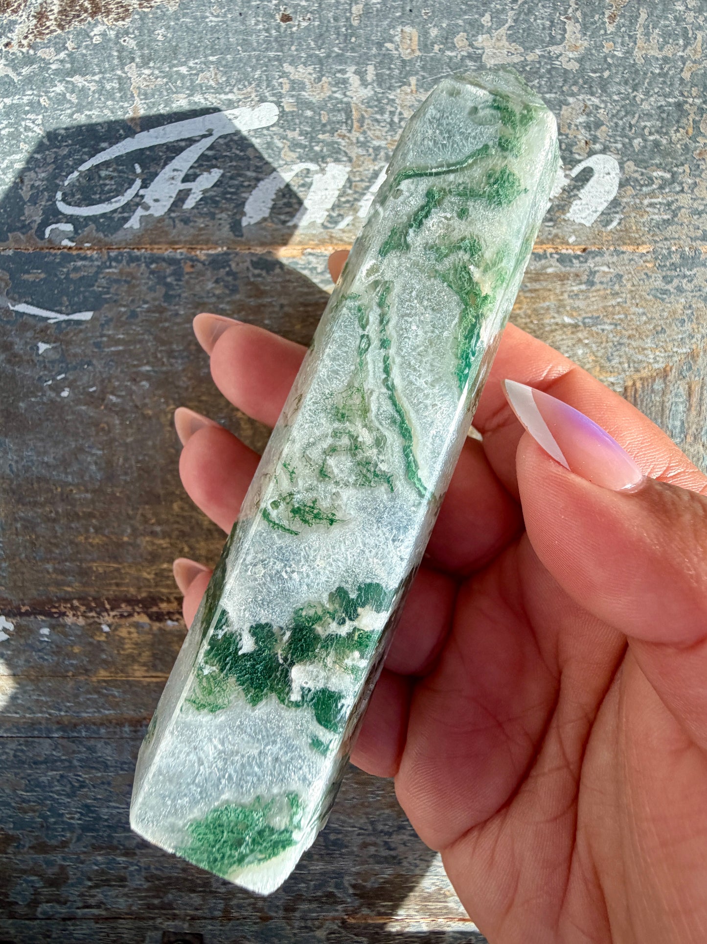 Gorgeous Druzy Moss Agate Tower | Opt 51