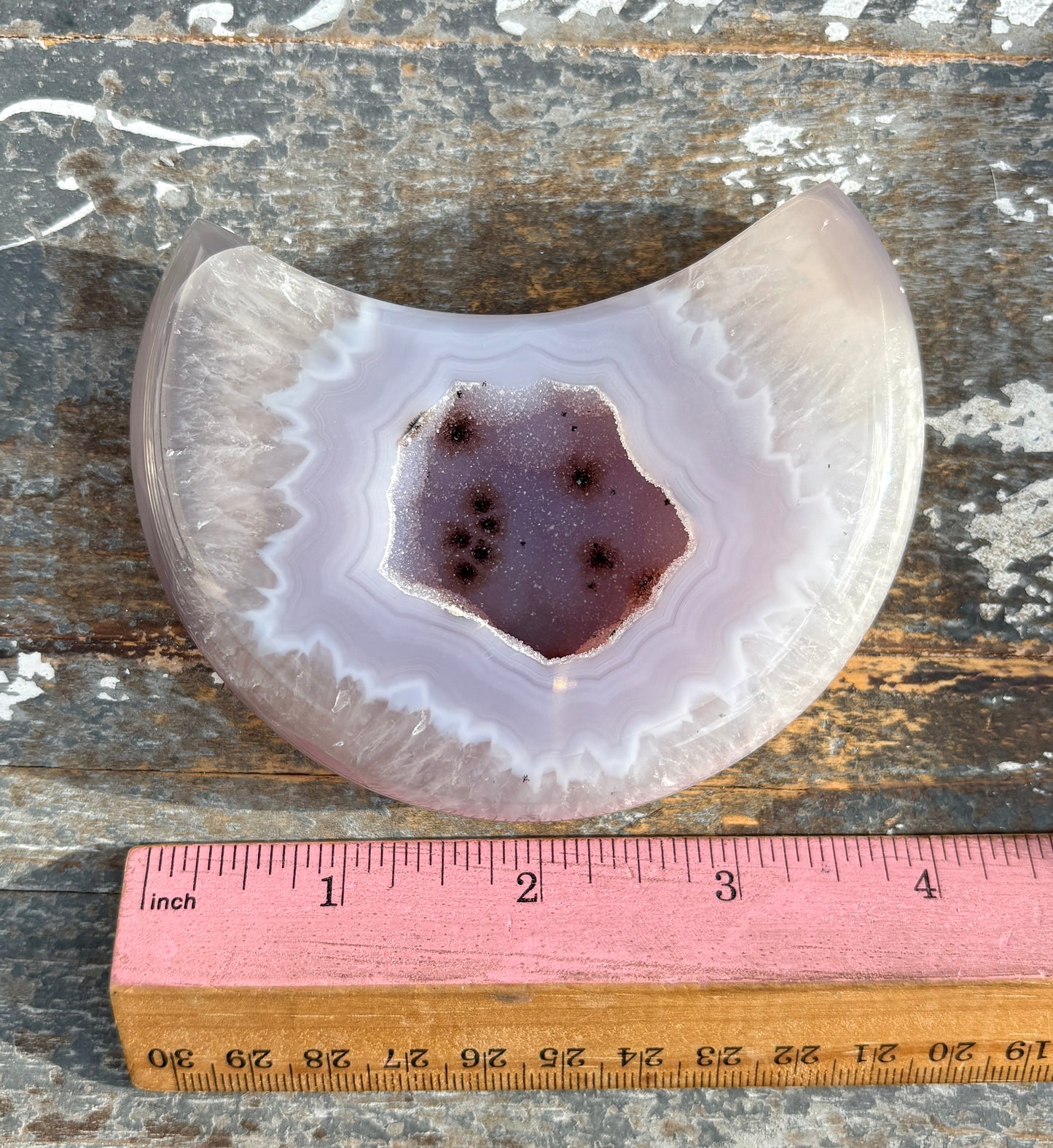 Gorgeous High Grade Agate Moon With Druzy from Brazil | Opt E