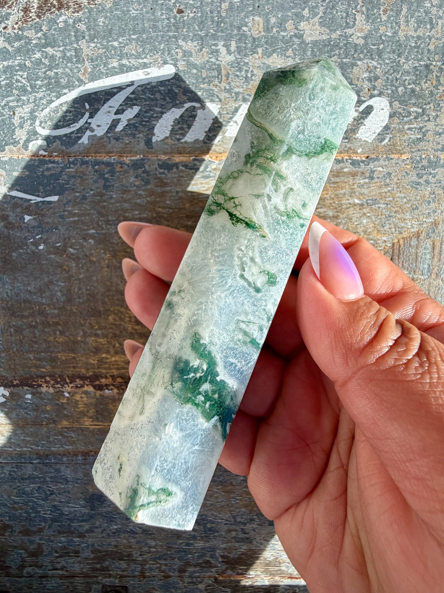 Gorgeous Druzy Moss Agate Tower | Opt 51