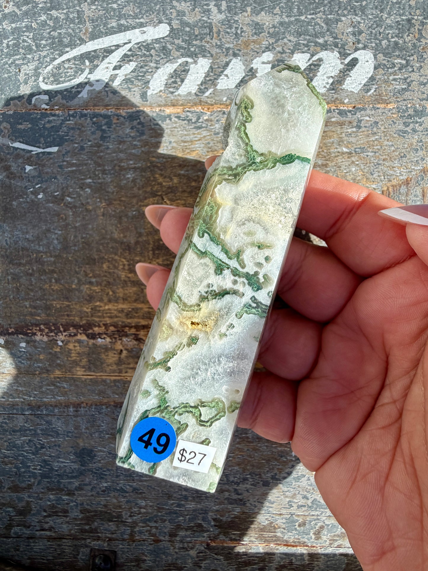 Gorgeous Druzy Moss Agate Tower | Opt 49