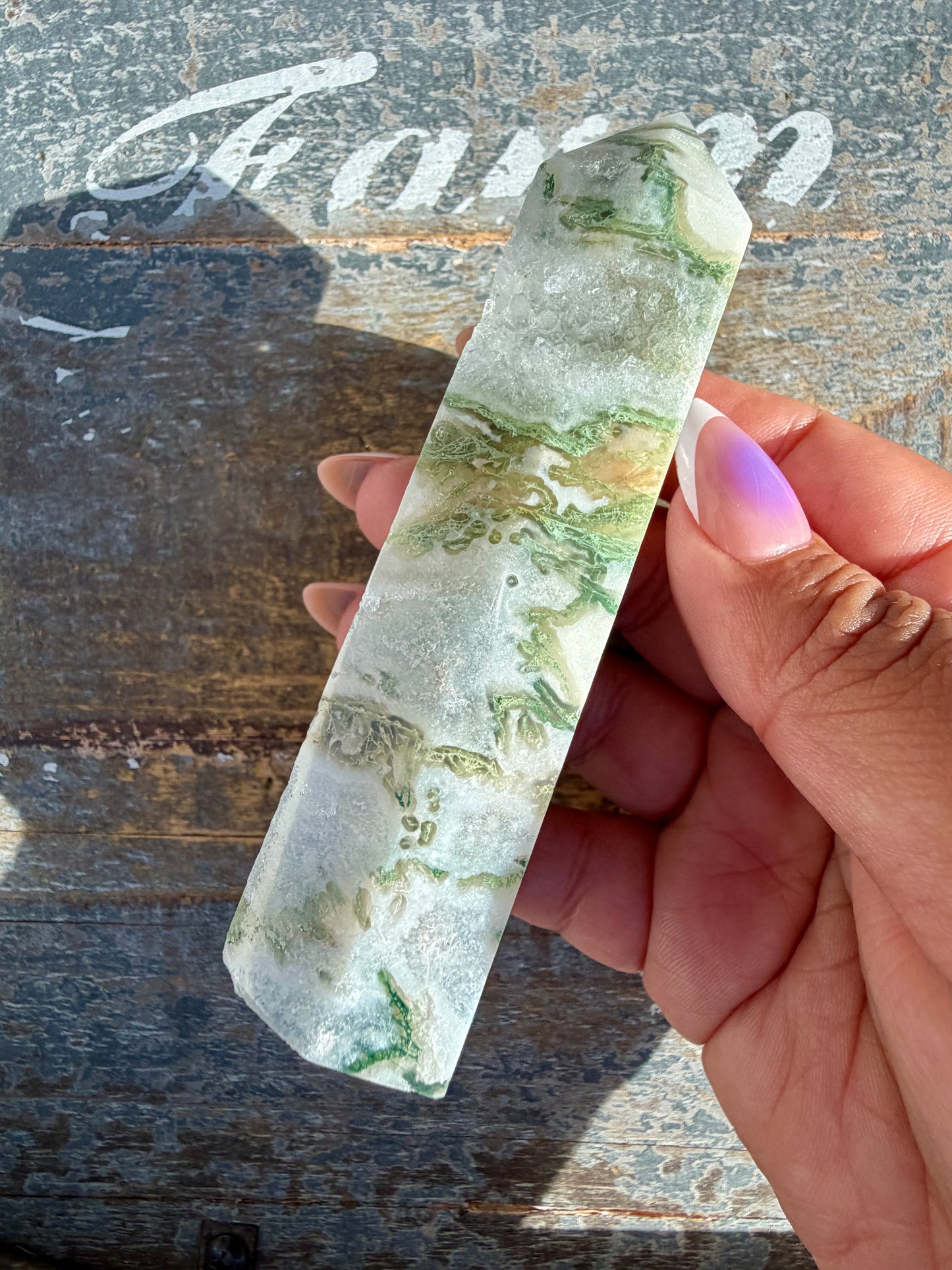 Gorgeous Druzy Moss Agate Tower | Opt 49