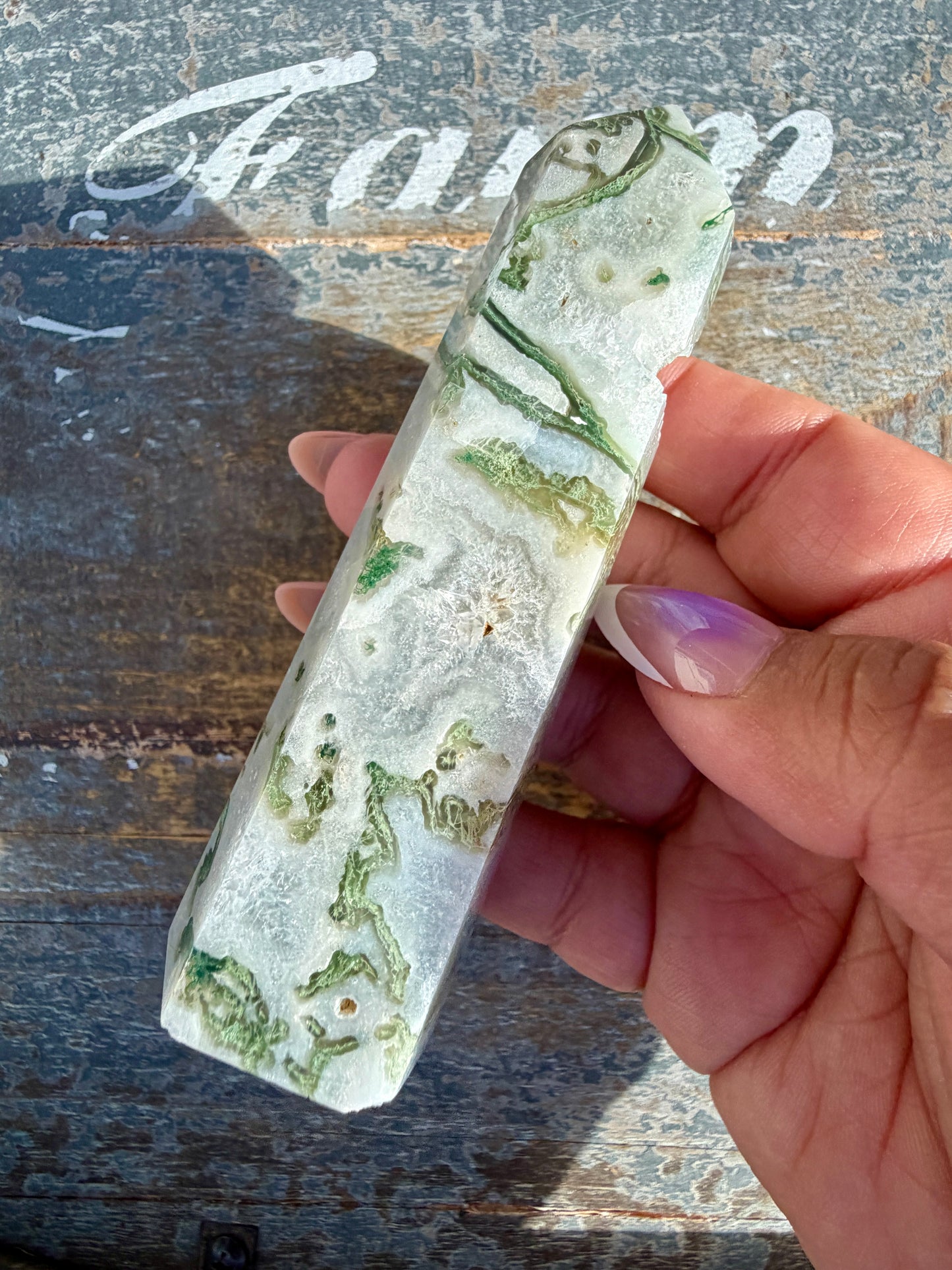 Gorgeous Druzy Moss Agate Tower | Opt 49