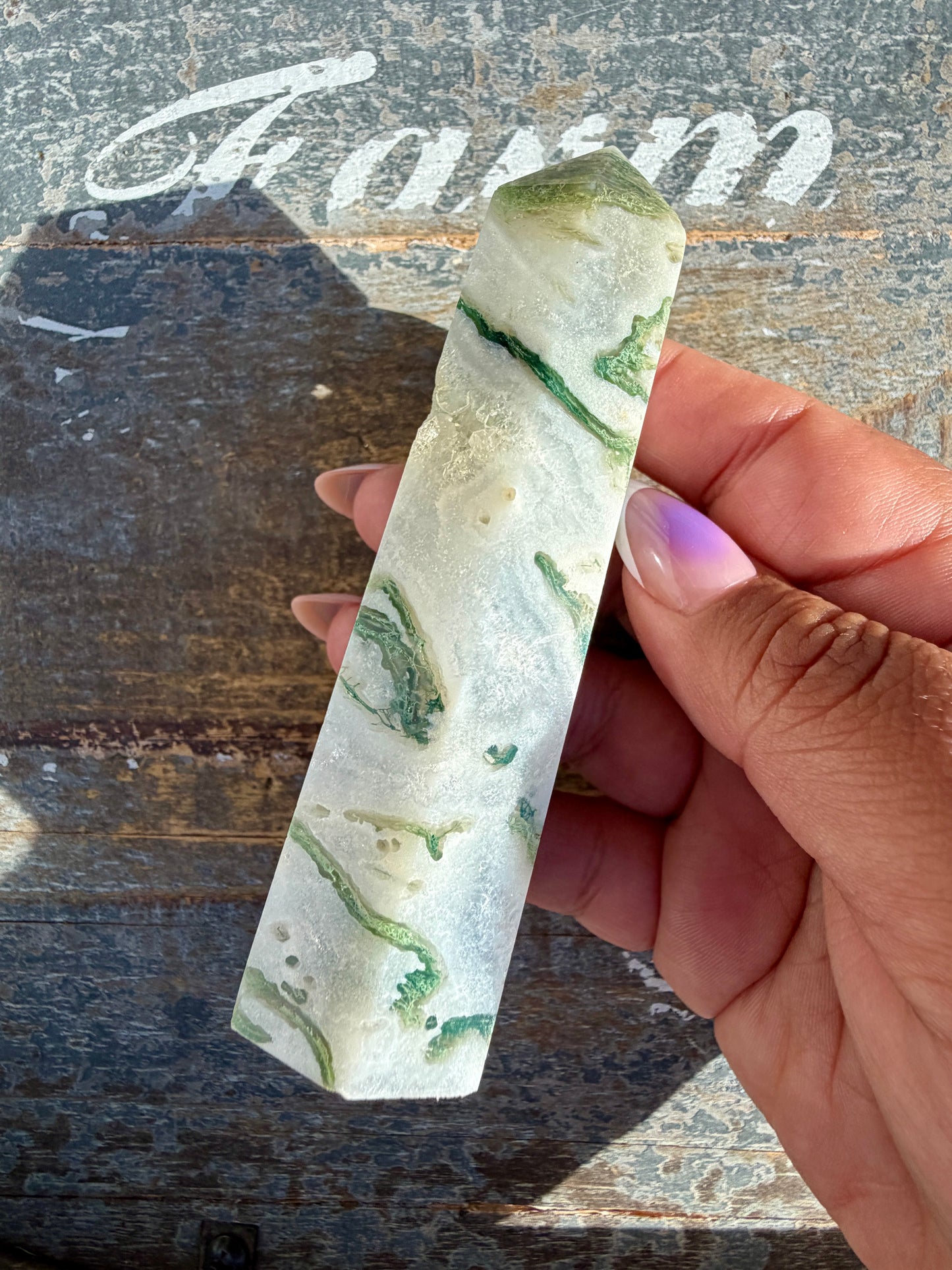 Gorgeous Druzy Moss Agate Tower | Opt 49