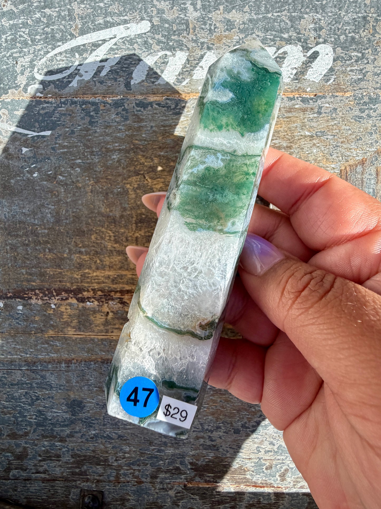 Gorgeous Druzy Moss Agate Tower | Opt 47
