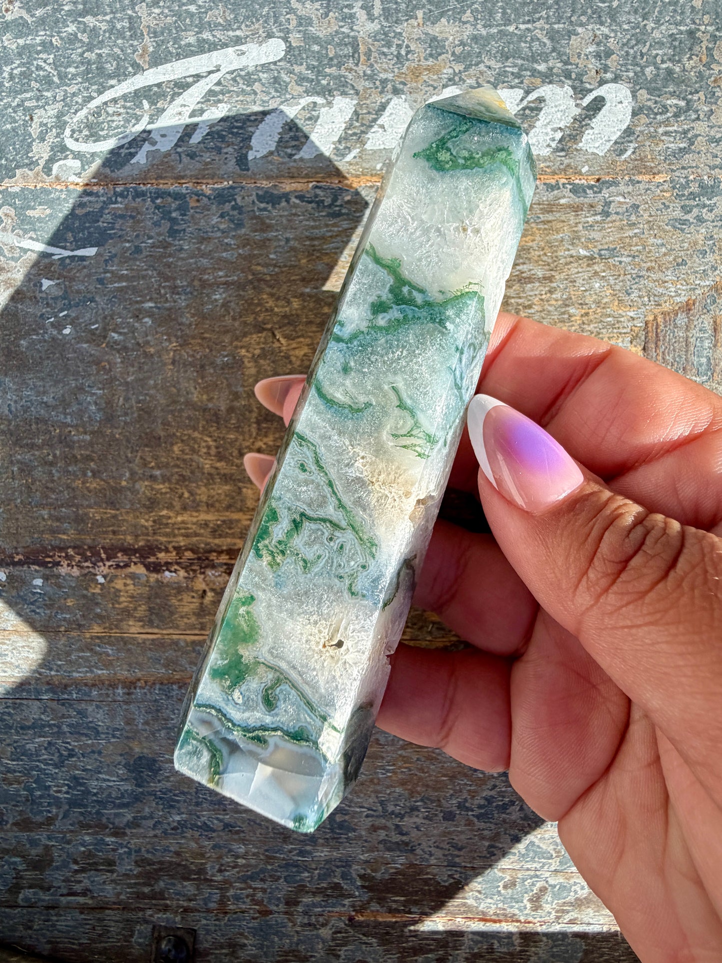 Gorgeous Druzy Moss Agate Tower | Opt 47