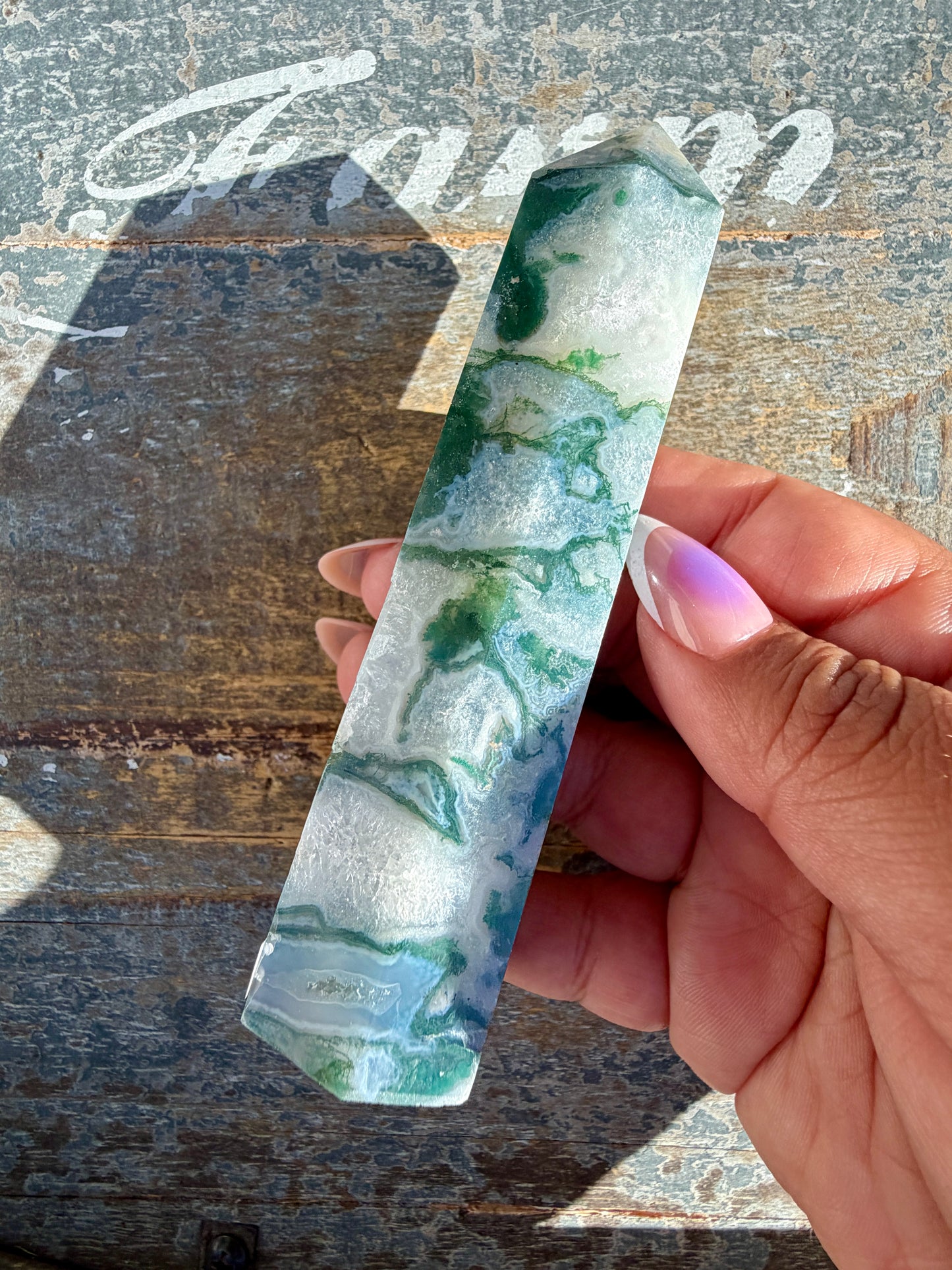 Gorgeous Druzy Moss Agate Tower | Opt 47