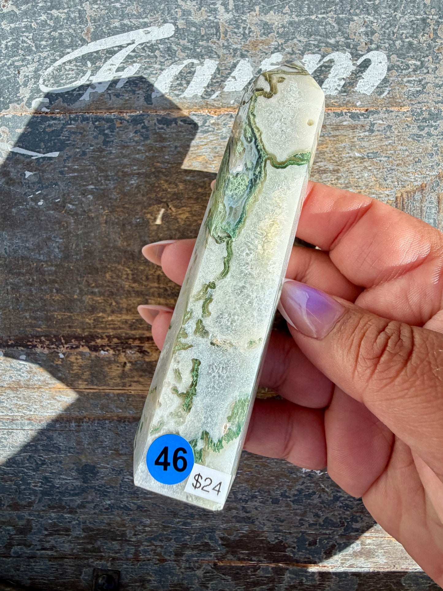 Gorgeous Druzy Moss Agate Tower | Opt 46