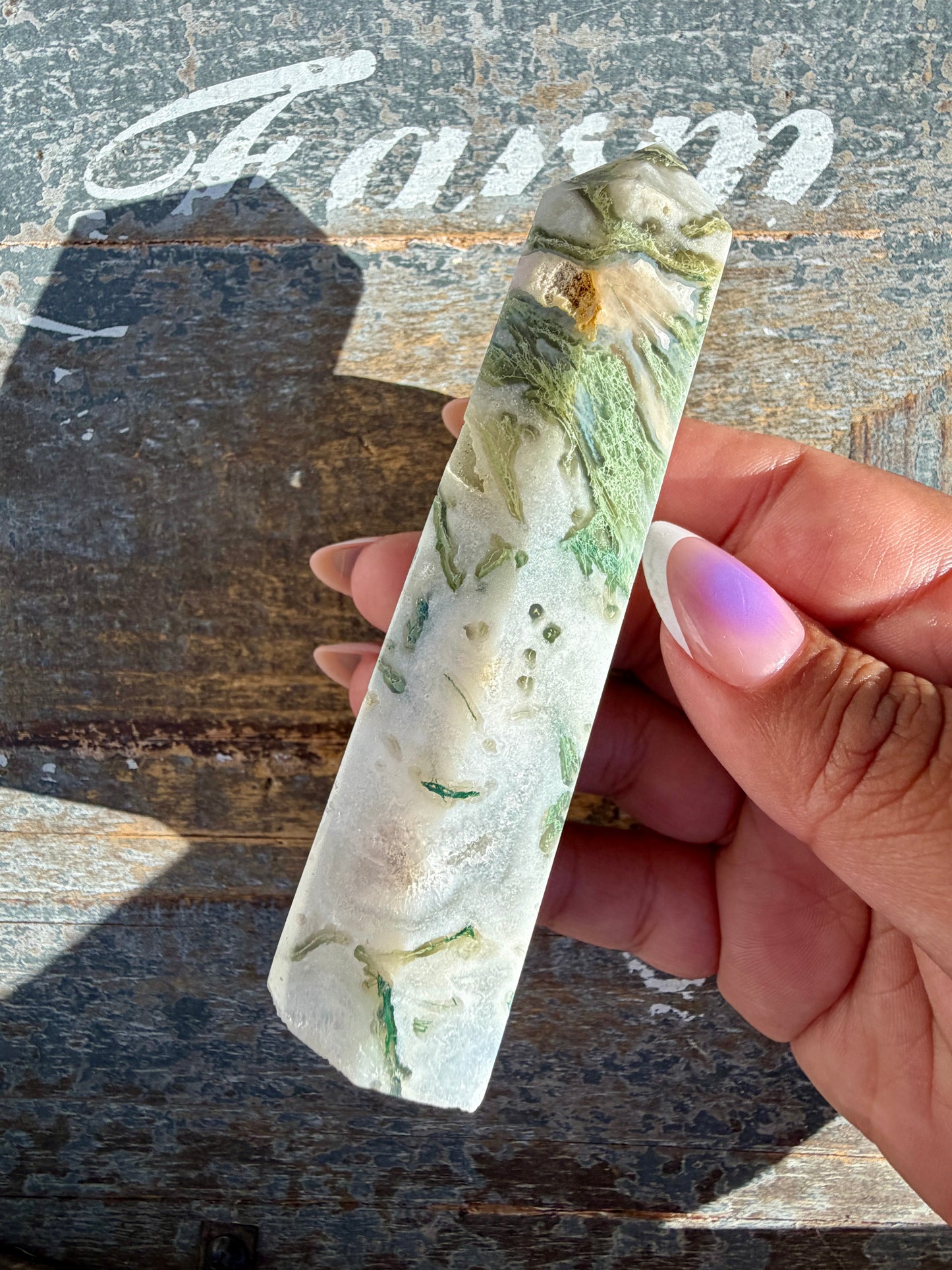 Gorgeous Druzy Moss Agate Tower | Opt 46