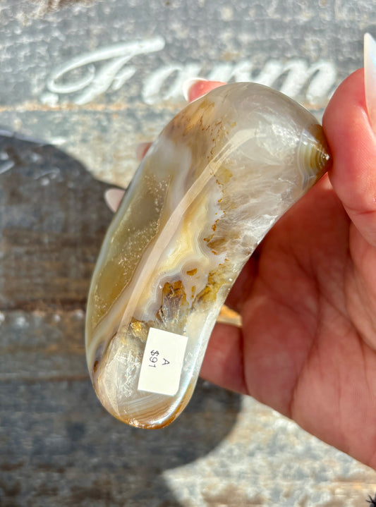 Gorgeous High Grade Agate Moon With Druzy from Brazil | Opt A