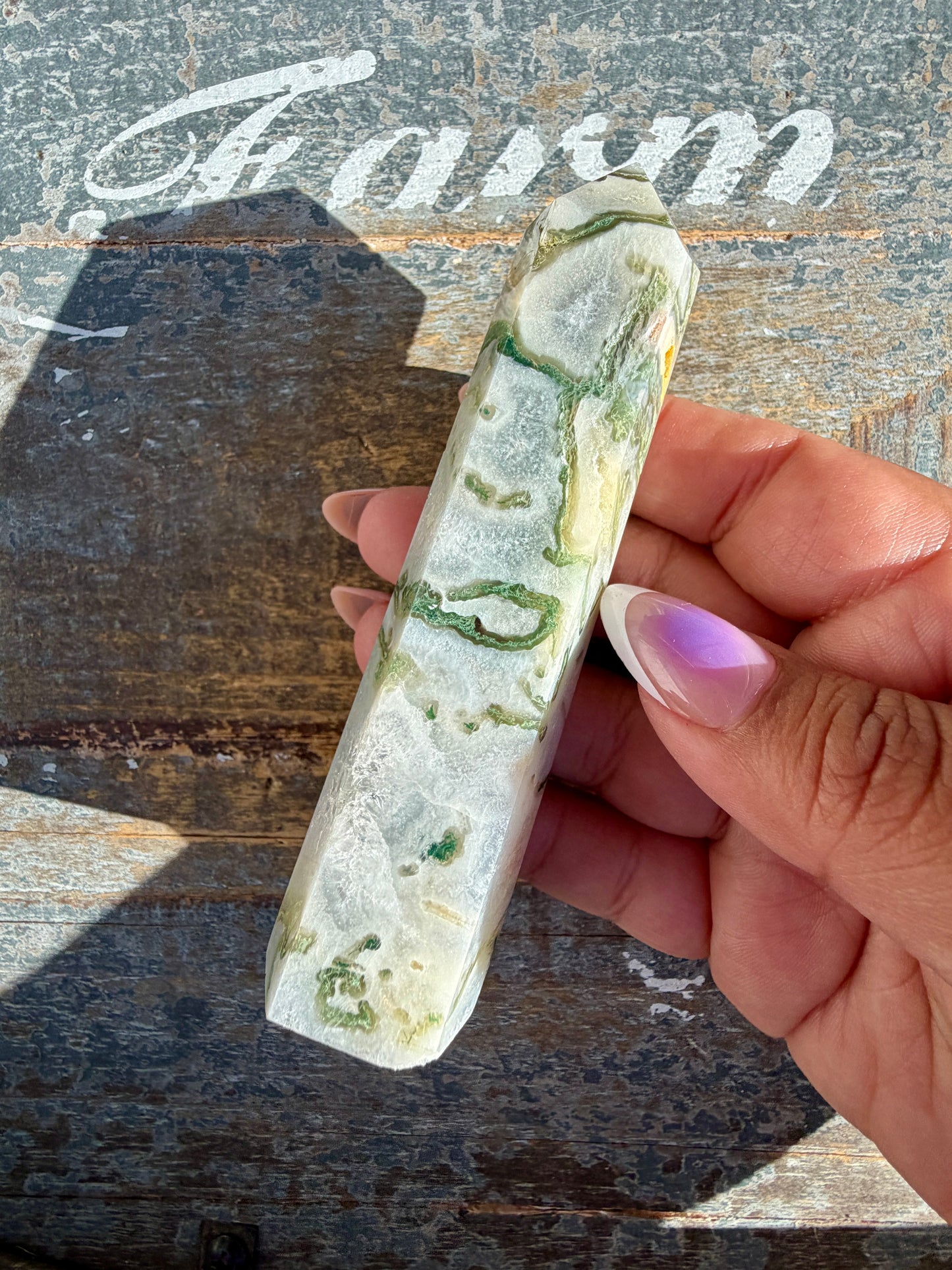 Gorgeous Druzy Moss Agate Tower | Opt 46