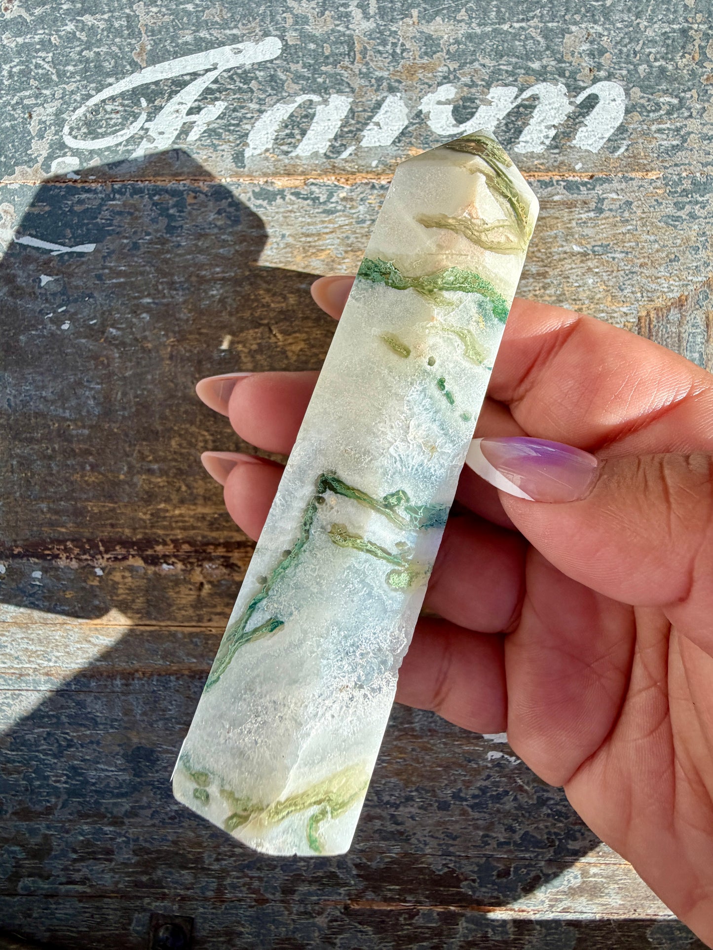 Gorgeous Druzy Moss Agate Tower | Opt 46