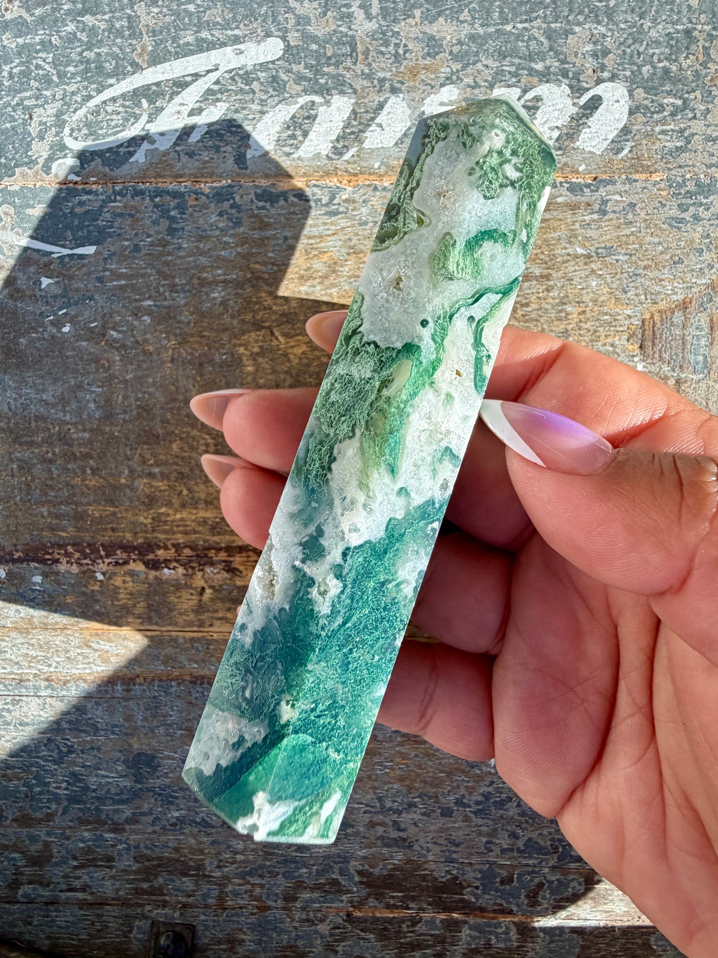Gorgeous Druzy Moss Agate Tower | Opt 40