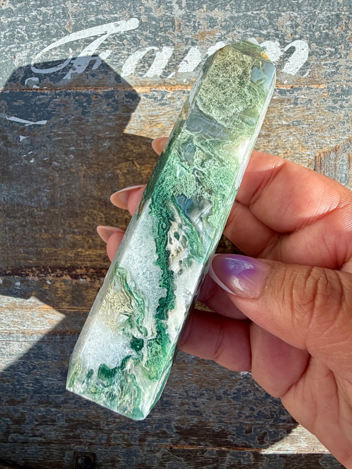 Gorgeous Druzy Moss Agate Tower | Opt 40