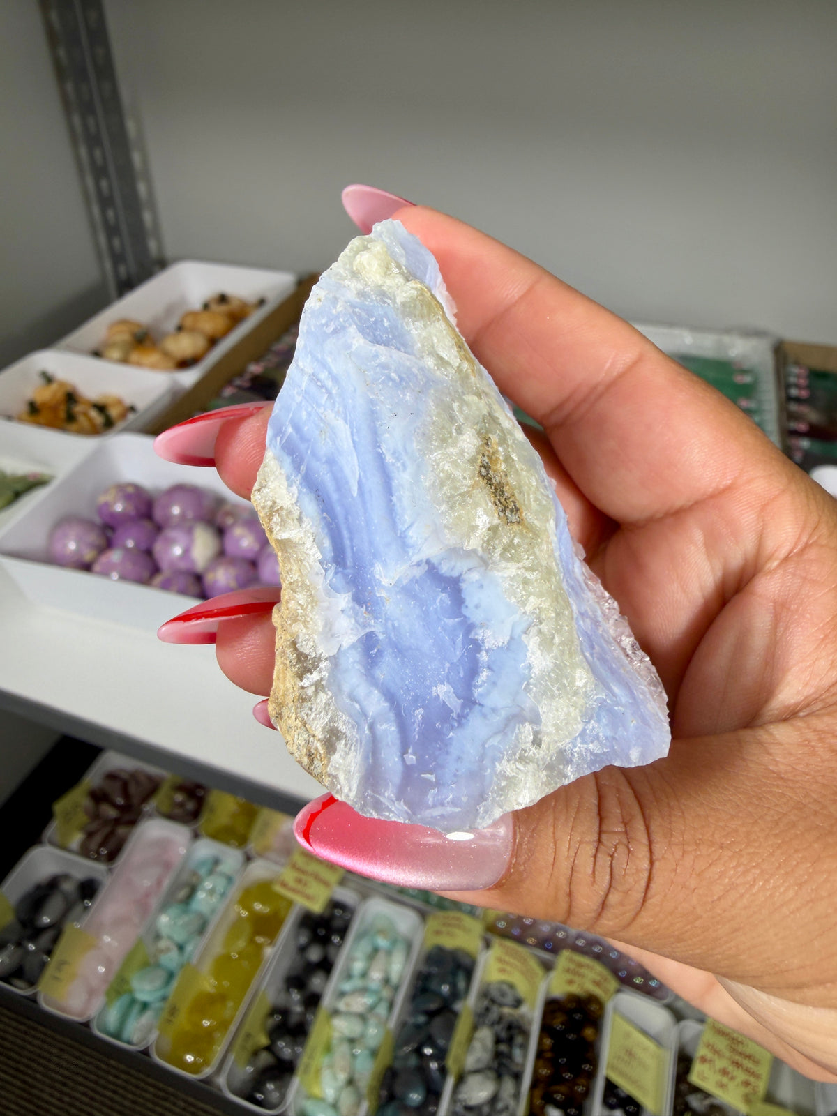 Gorgeous Blue Chalcedony w/ Lilac Druzy (Blue Lace Agate) | Malawi