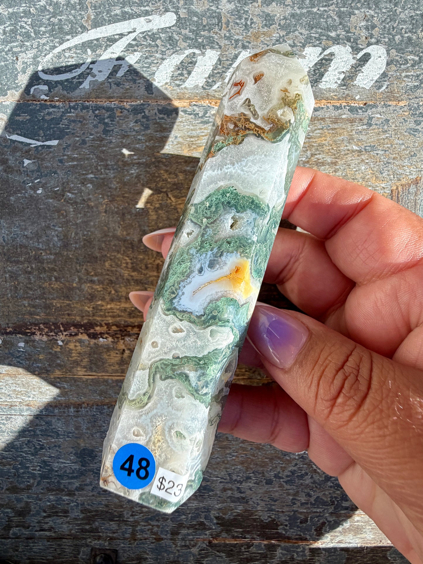Gorgeous Druzy Moss Agate Tower | Opt 48