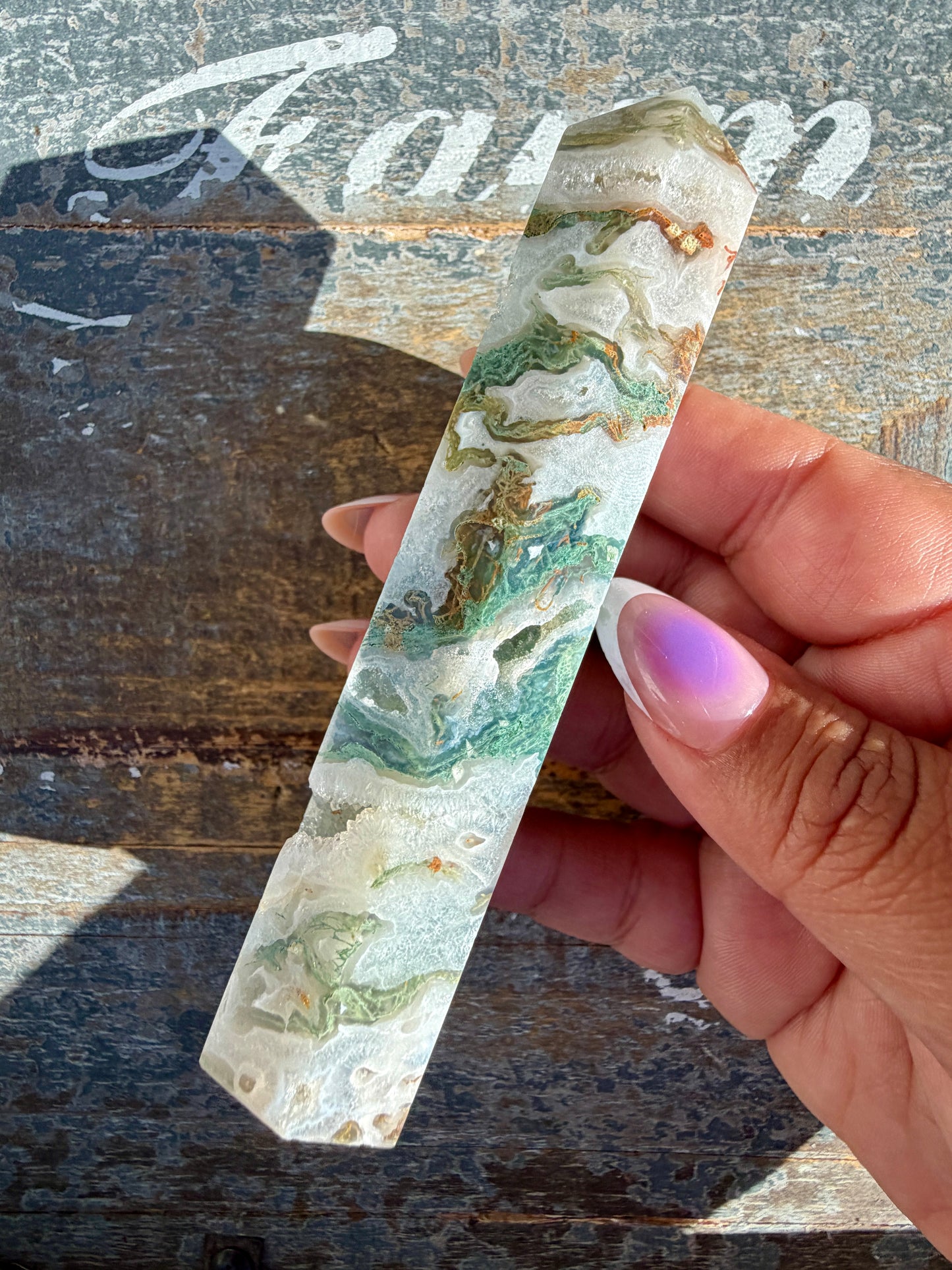 Gorgeous Druzy Moss Agate Tower | Opt 48