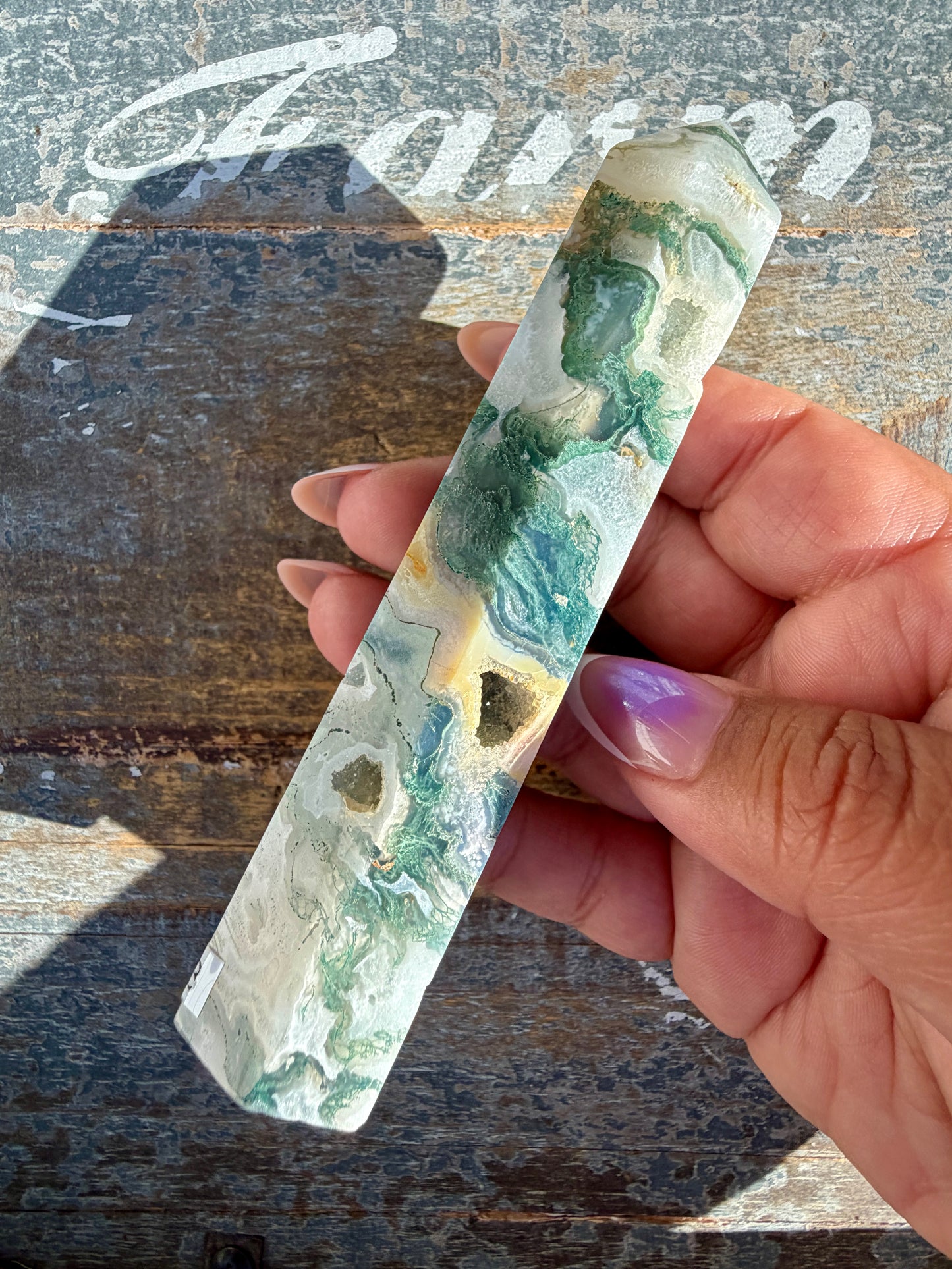 Gorgeous Druzy Moss Agate Tower | Opt 48