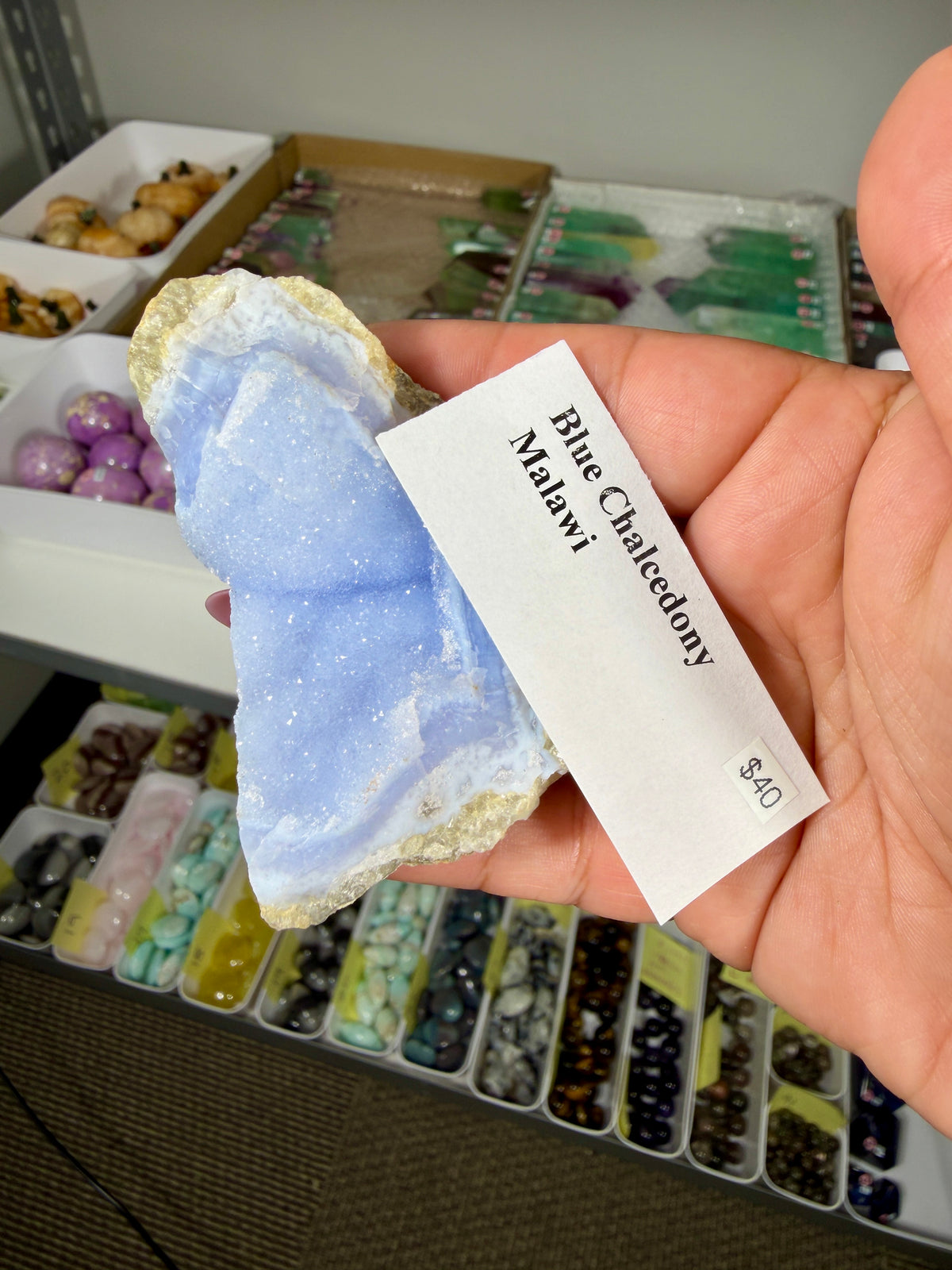 Gorgeous Blue Chalcedony w/ Druzy (Blue Lace Agate) | Malawi