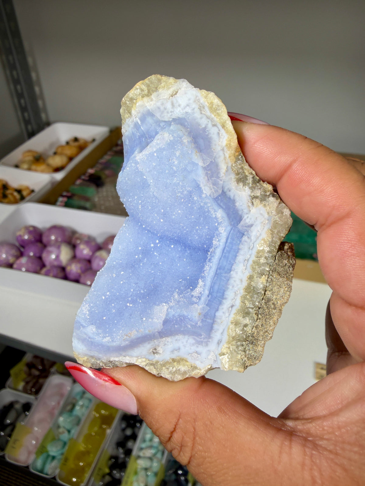 Gorgeous Blue Chalcedony w/ Druzy (Blue Lace Agate) | Malawi