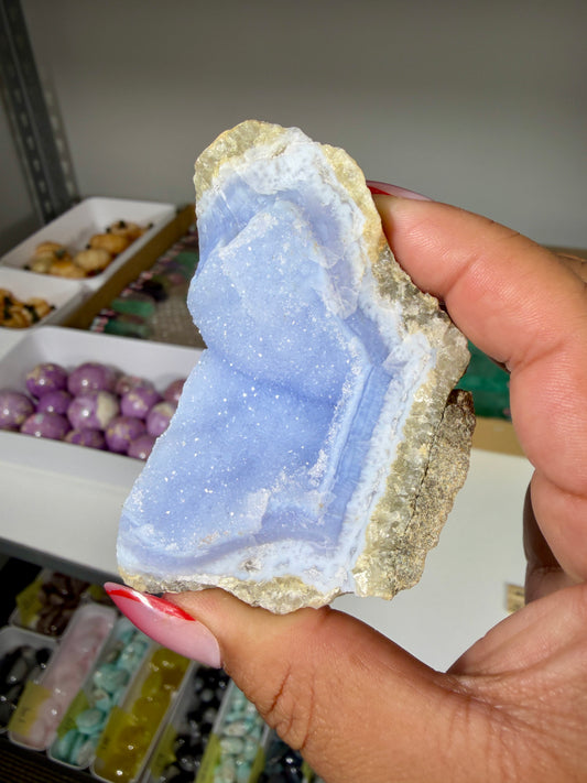 Gorgeous Blue Chalcedony w/ Druzy (Blue Lace Agate) | Malawi