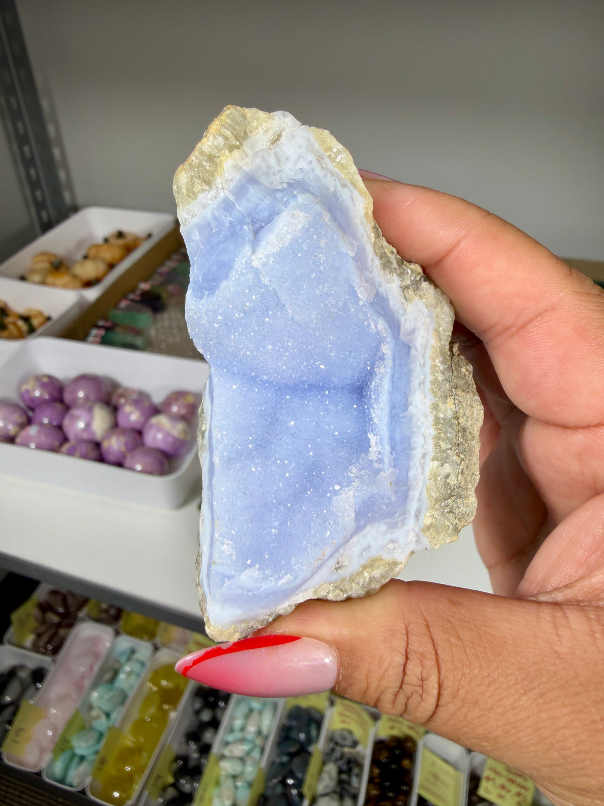 Gorgeous Blue Chalcedony w/ Druzy (Blue Lace Agate) | Malawi