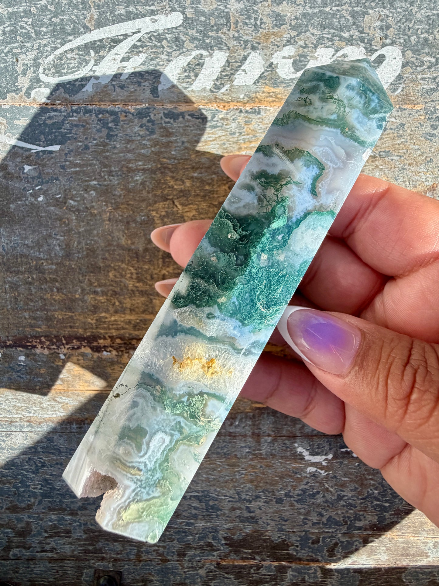 Gorgeous Druzy Moss Agate Tower | Opt 41