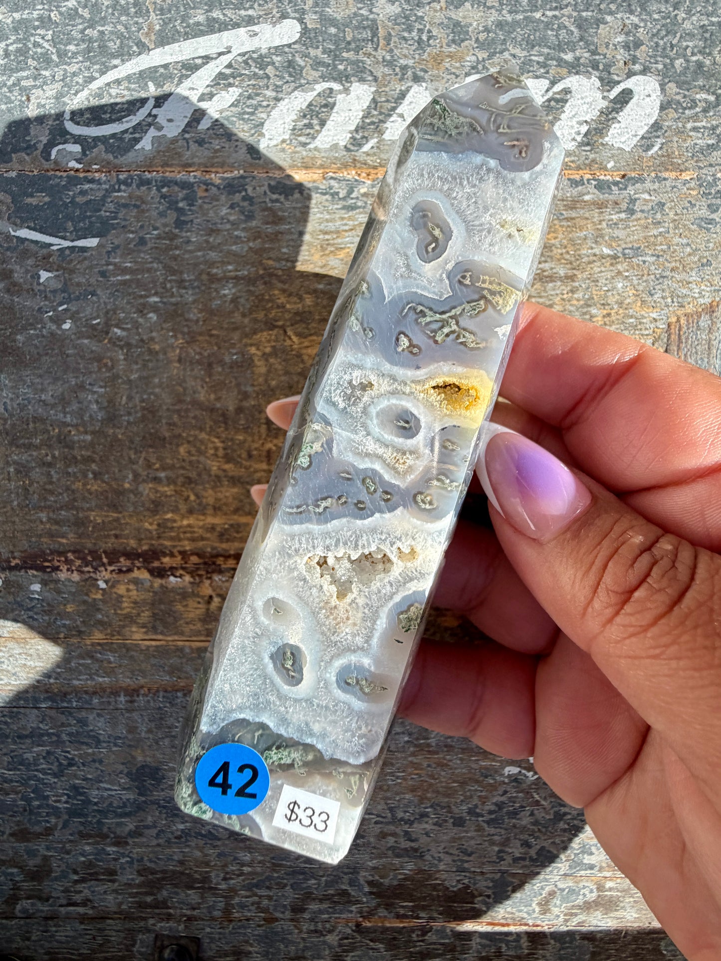Gorgeous Druzy Moss Agate Tower | Opt 42