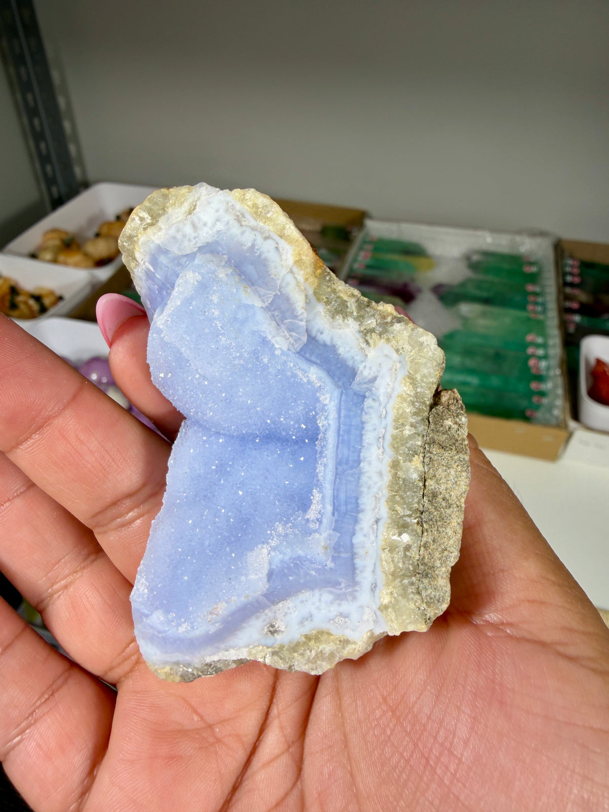 Gorgeous Blue Chalcedony w/ Druzy (Blue Lace Agate) | Malawi