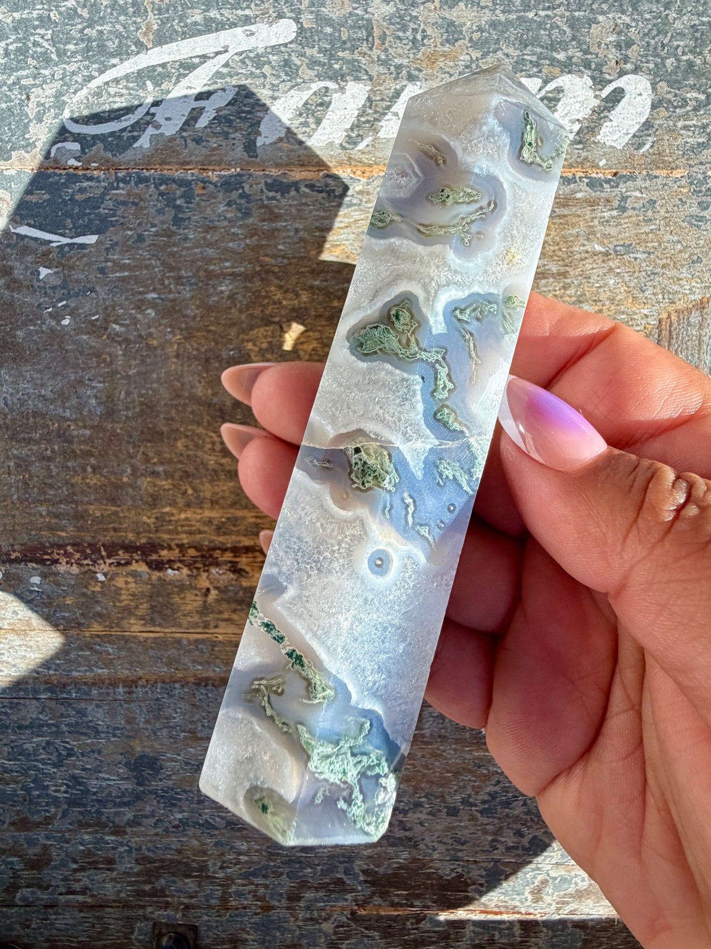 Gorgeous Druzy Moss Agate Tower | Opt 42