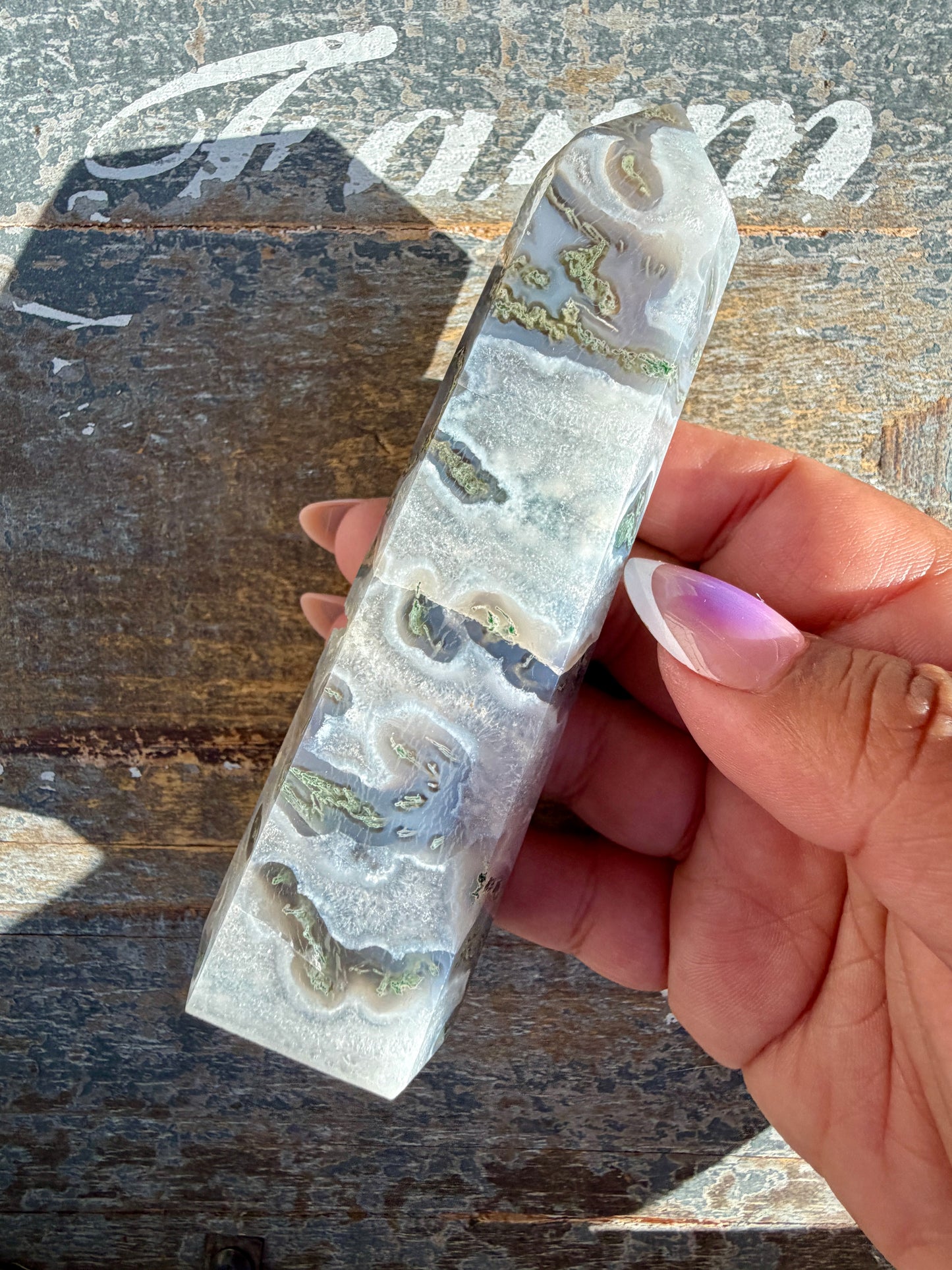 Gorgeous Druzy Moss Agate Tower | Opt 42