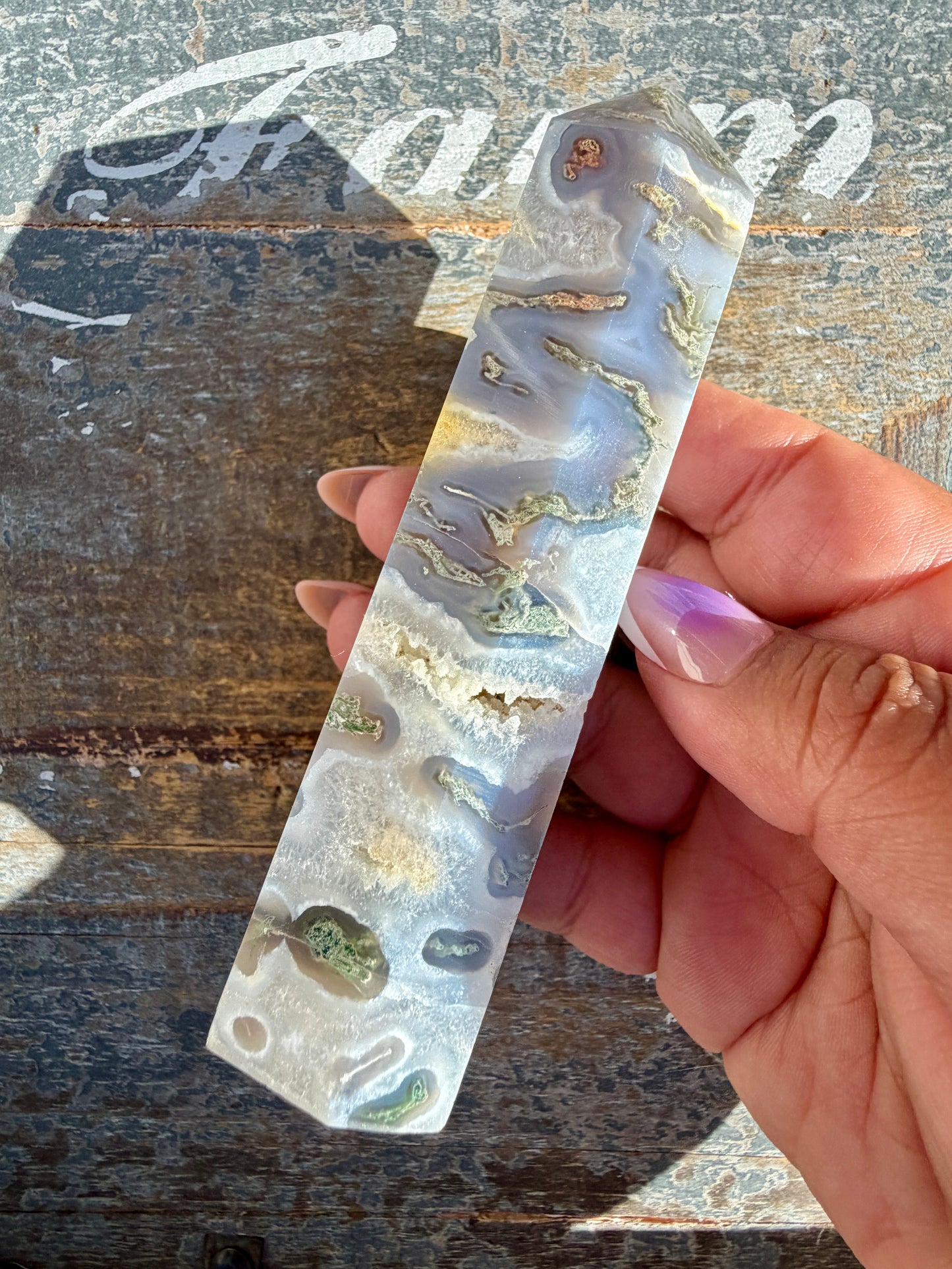 Gorgeous Druzy Moss Agate Tower | Opt 42