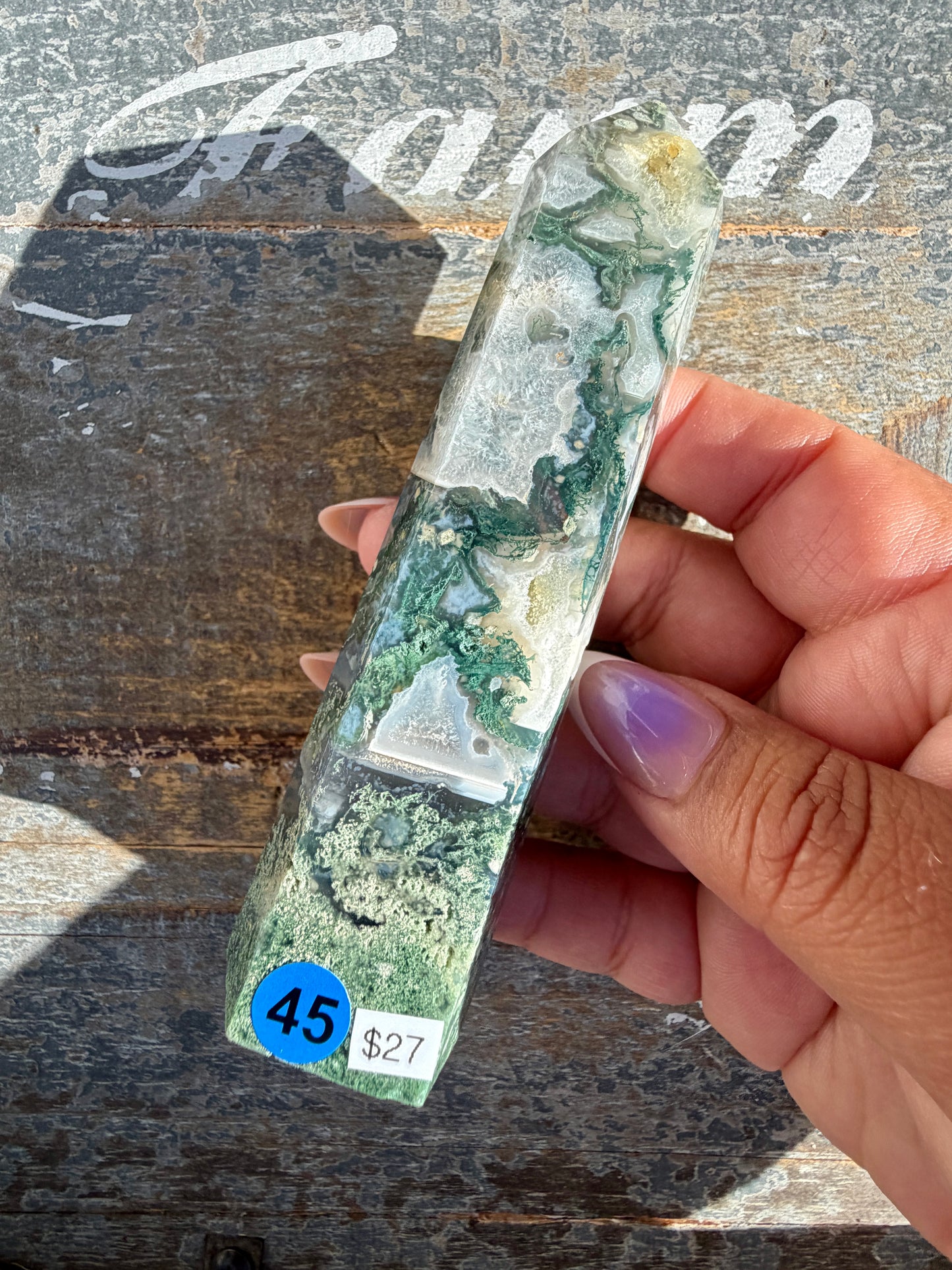 Gorgeous Druzy Moss Agate Tower | Opt 45