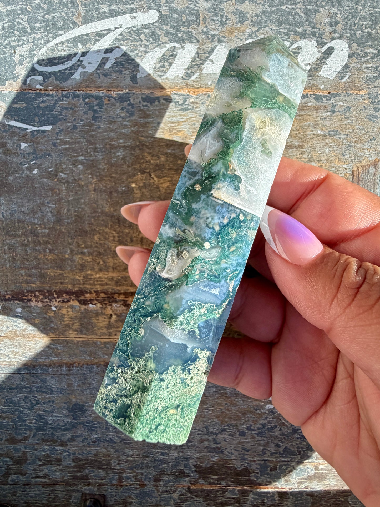 Gorgeous Druzy Moss Agate Tower | Opt 45
