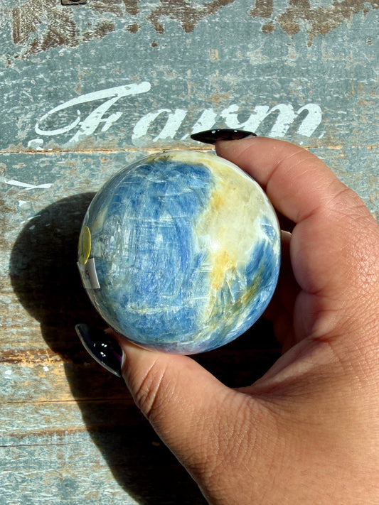 Gorgeous Blue Kyanite in Quartz Sphere | Opt I