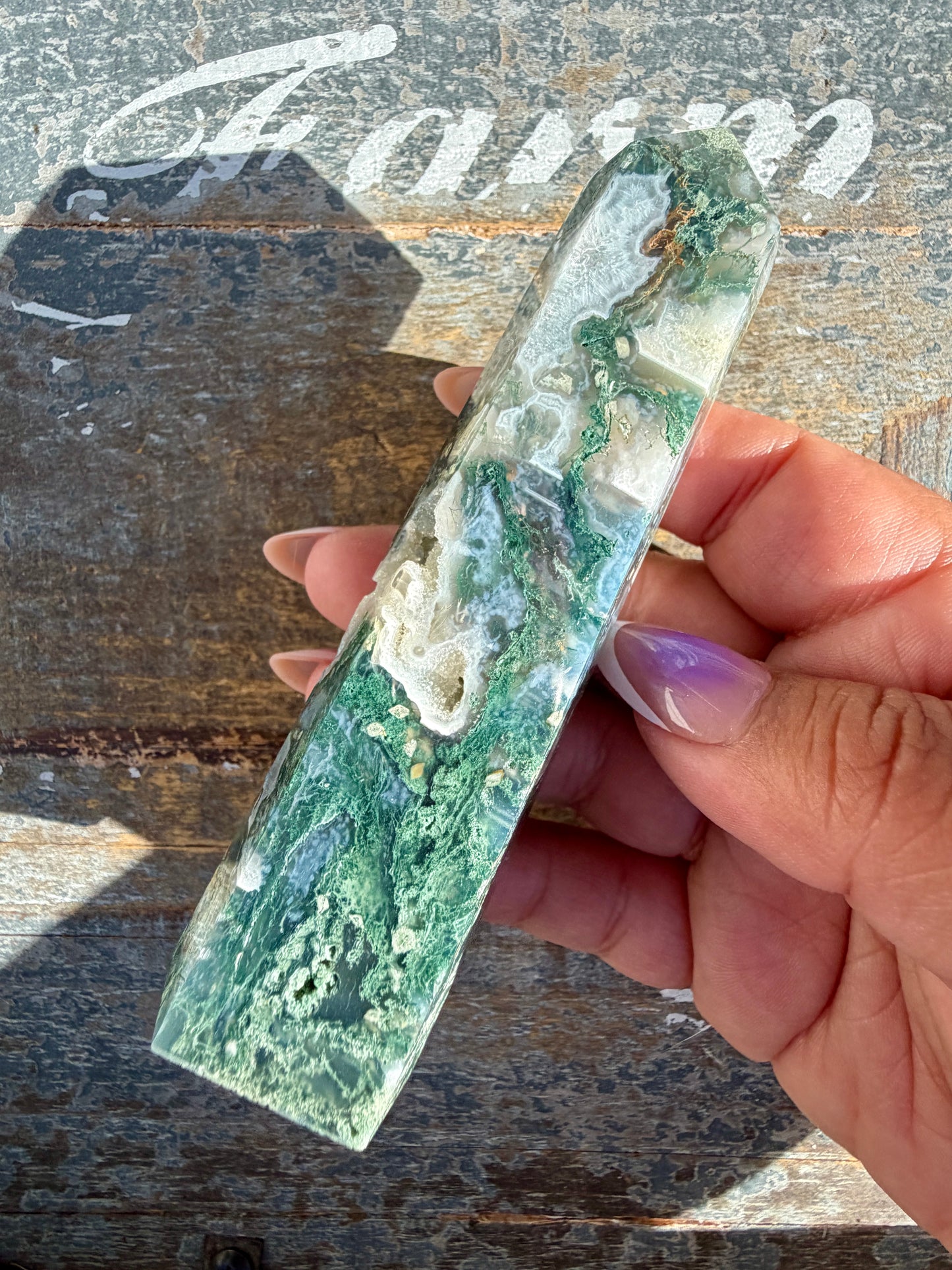 Gorgeous Druzy Moss Agate Tower | Opt 45
